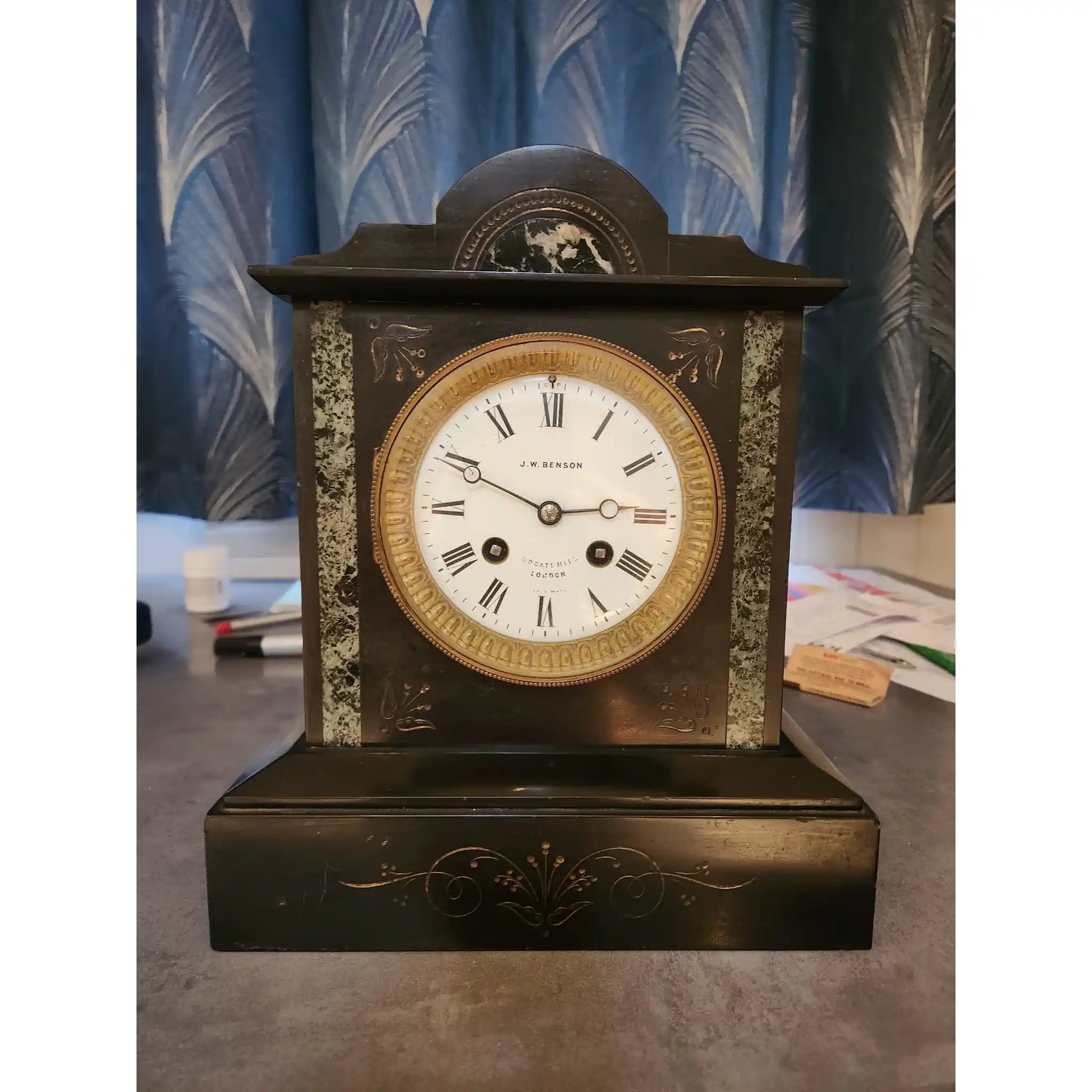 【アンティーク】 マントルピースクロック / J.W. Benson(J.W. ベンソン) / 19世紀後半頃 / 真鍮 / イギリス / 英国王室御用達ブランド