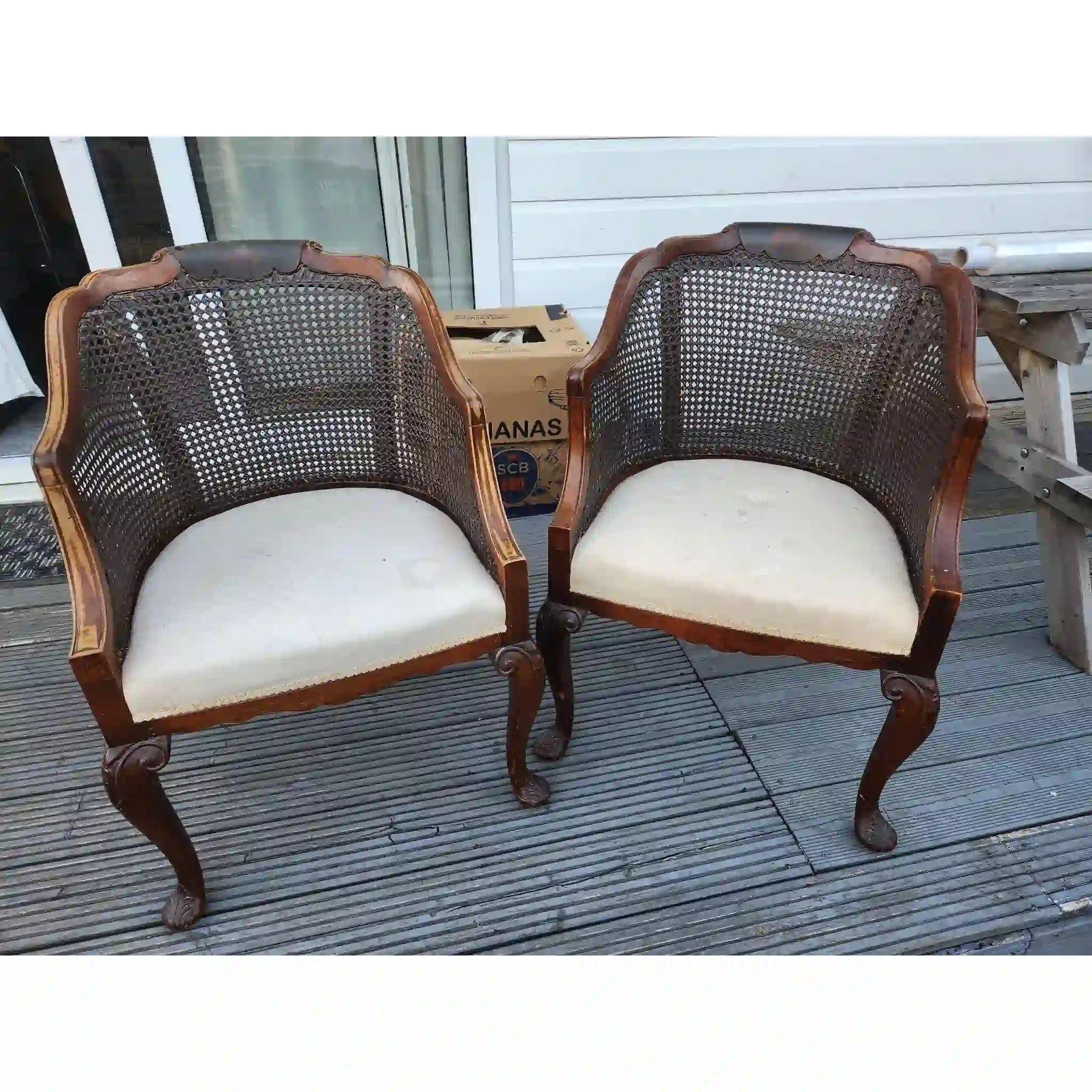 【ビンテージ】 アームチェア / フレンチスタイル / イギリス / カブリオールレッグ(猫脚)