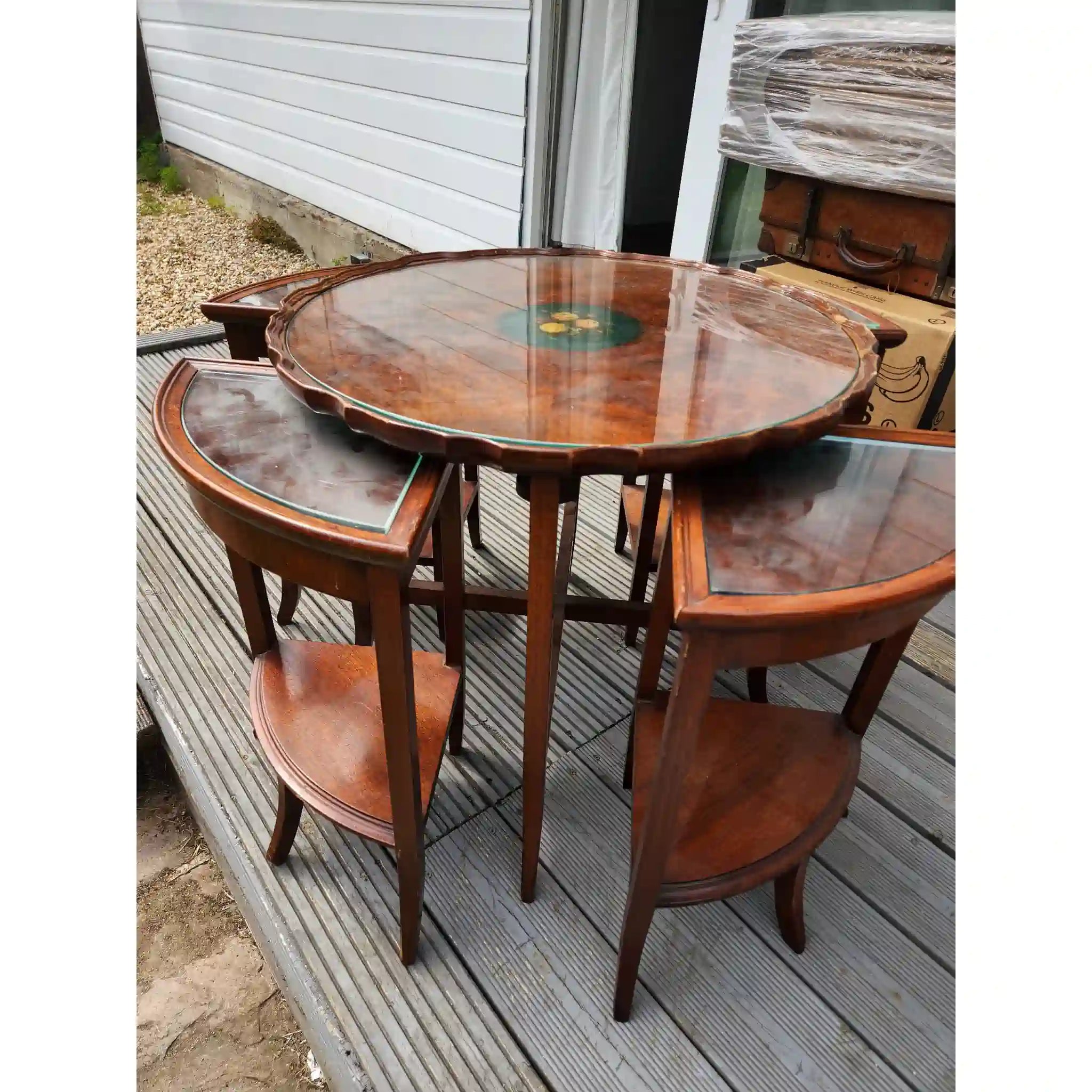 【ビンテージ】 回転式サービングテーブル / エドワーディアン様式 / イギリス / ネスト・オブ・ファイブ・テーブルズ