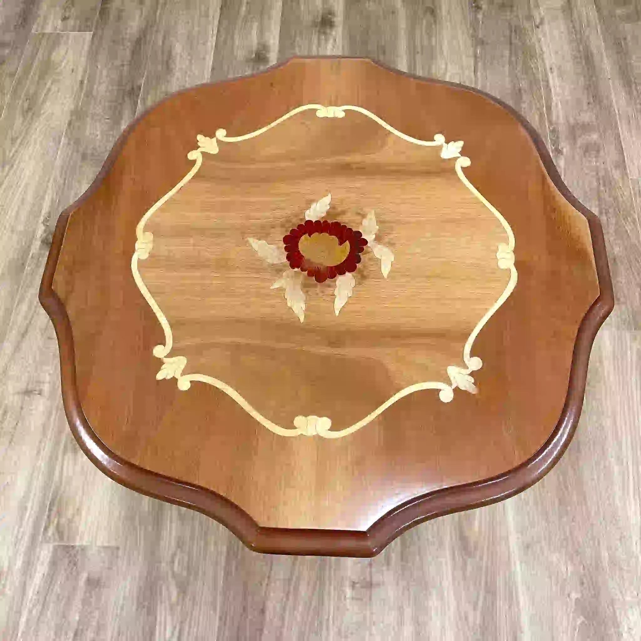 【アンティーク】サイドテーブル 波丸型 リペア済