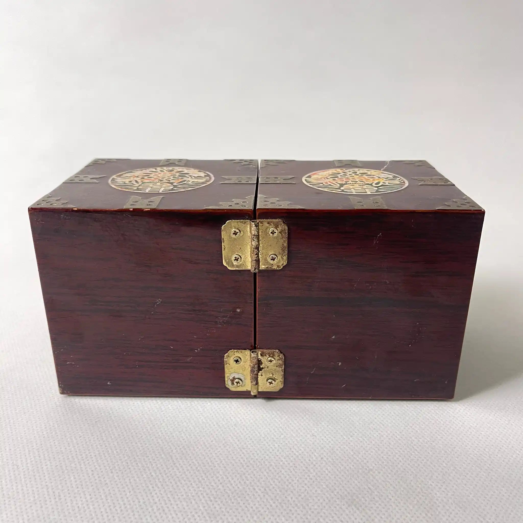 【骨董品】 韓国伝統工芸品 ジュエリーケース 二段 小物入れ 螺鈿細工