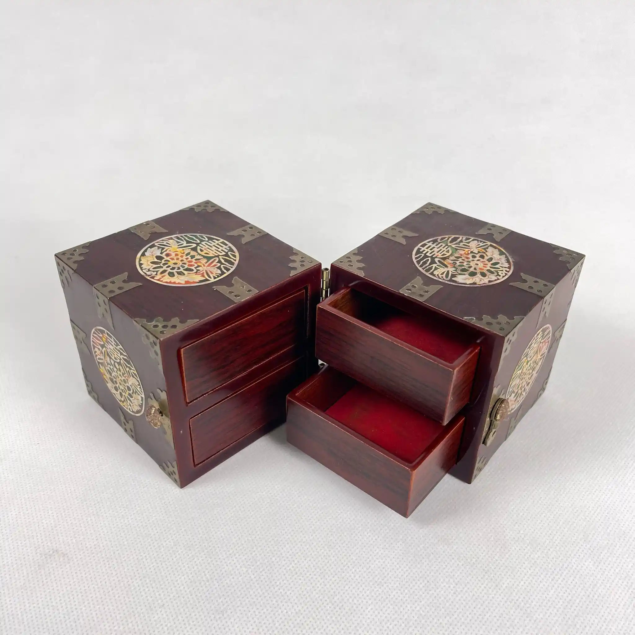 【骨董品】 韓国伝統工芸品 ジュエリーケース 二段 小物入れ 螺鈿細工