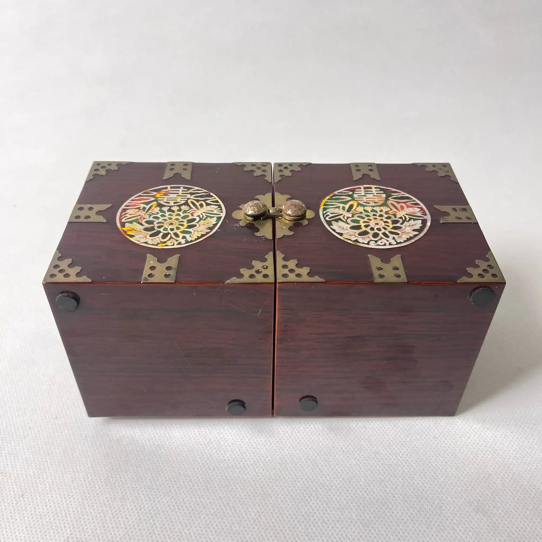 【骨董品】 韓国伝統工芸品 ジュエリーケース 二段 小物入れ 螺鈿細工