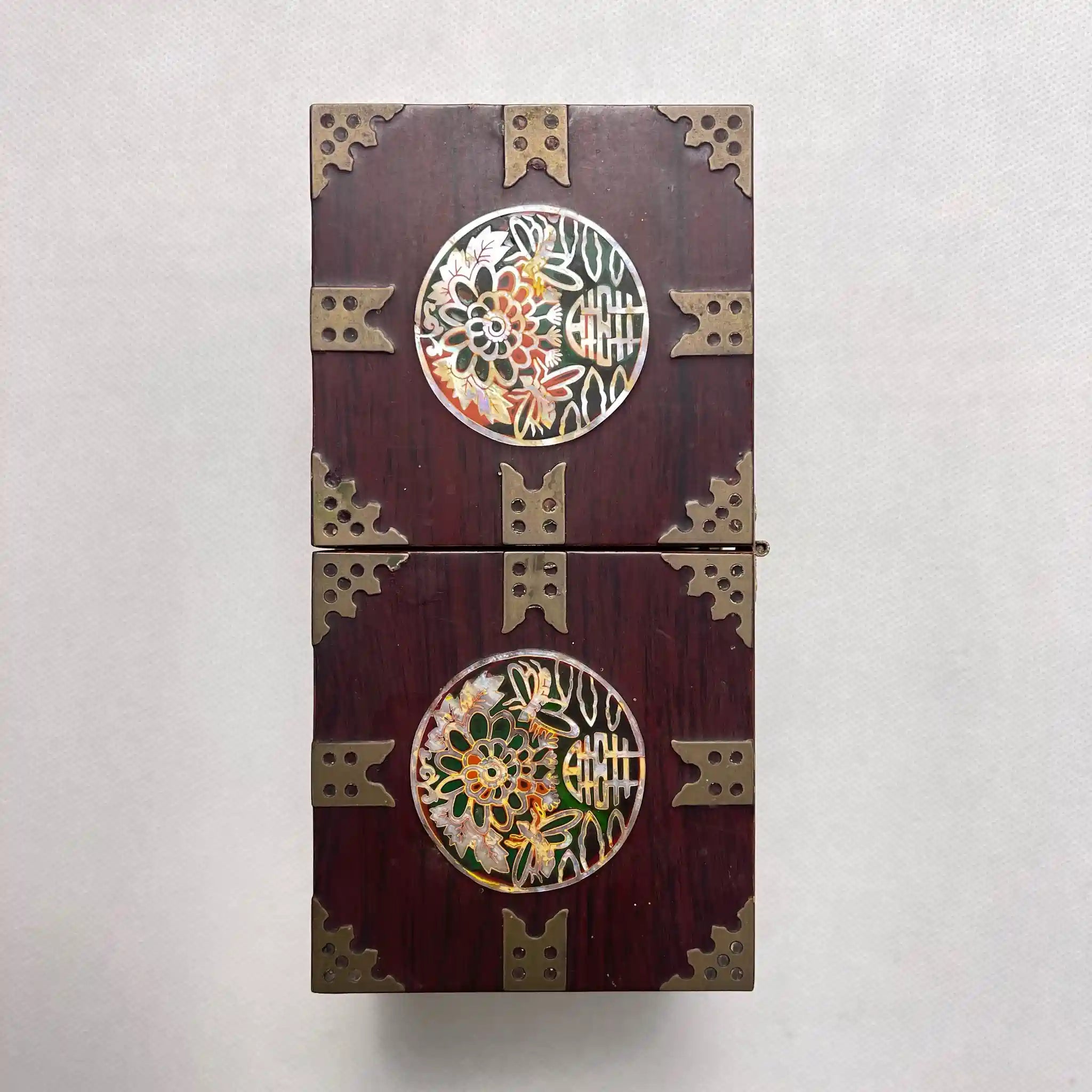 【骨董品】 韓国伝統工芸品 ジュエリーケース 二段 小物入れ 螺鈿細工