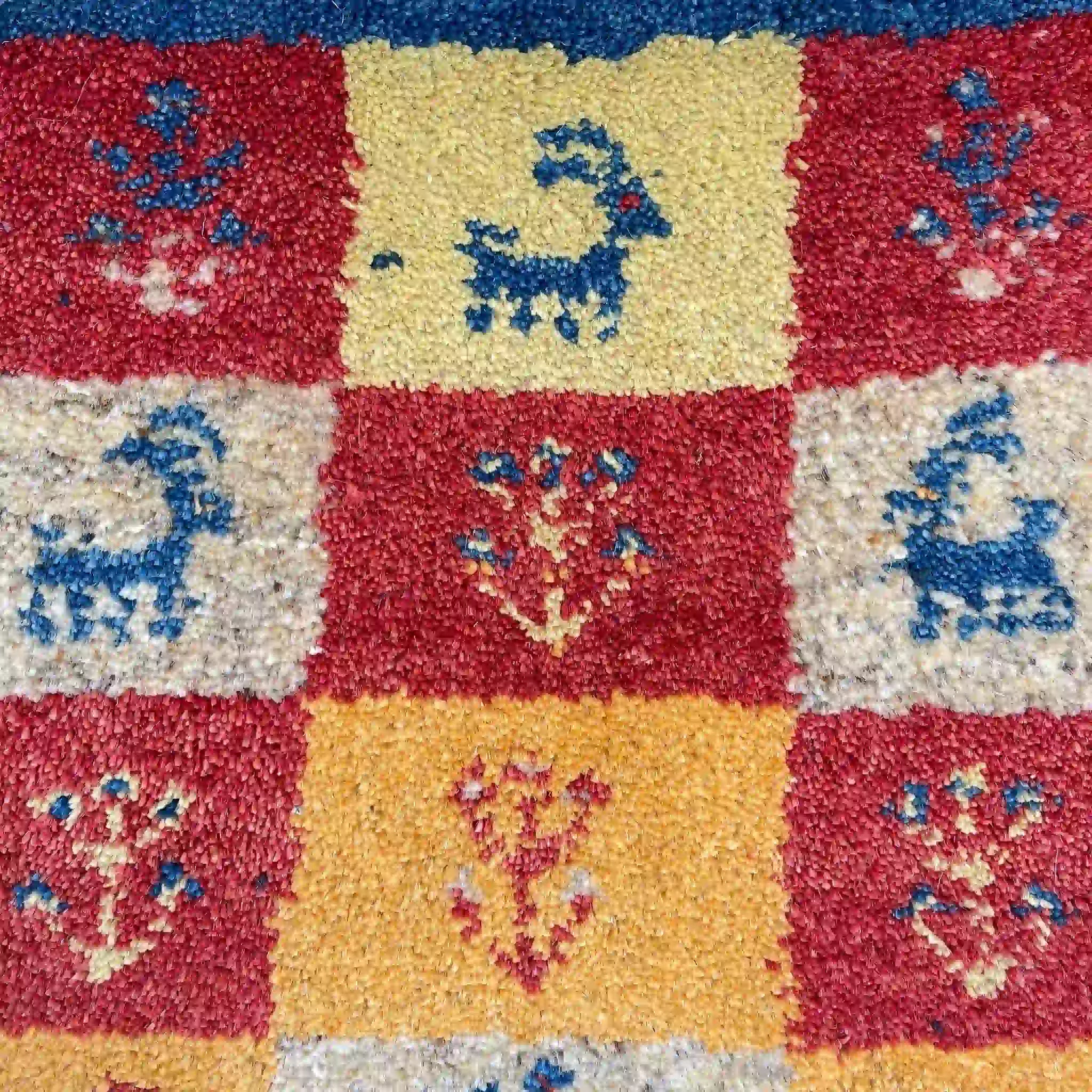 【絨毯/ラグ/ペルシャ絨毯】 ギャッベ 58×43 シラーズ産 ウール ヤラメ 手織り 草木染め