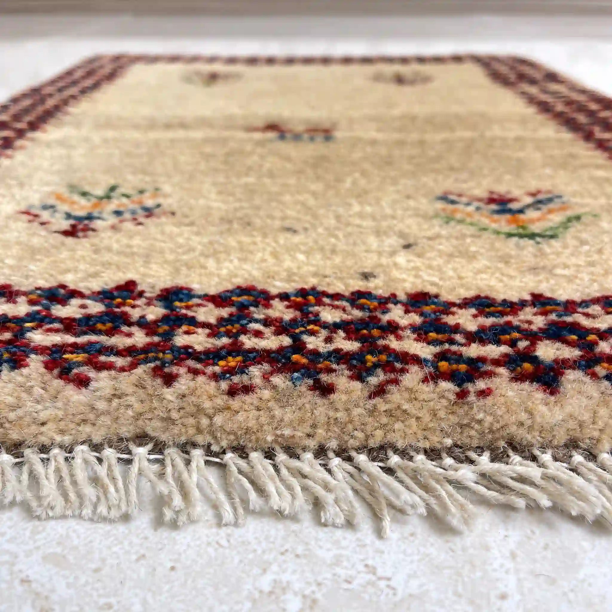 【絨毯/ラグ/ペルシャ絨毯】 ギャッベ 62×46 シラーズ産 ウール ヤラメ 手織り 草木染め