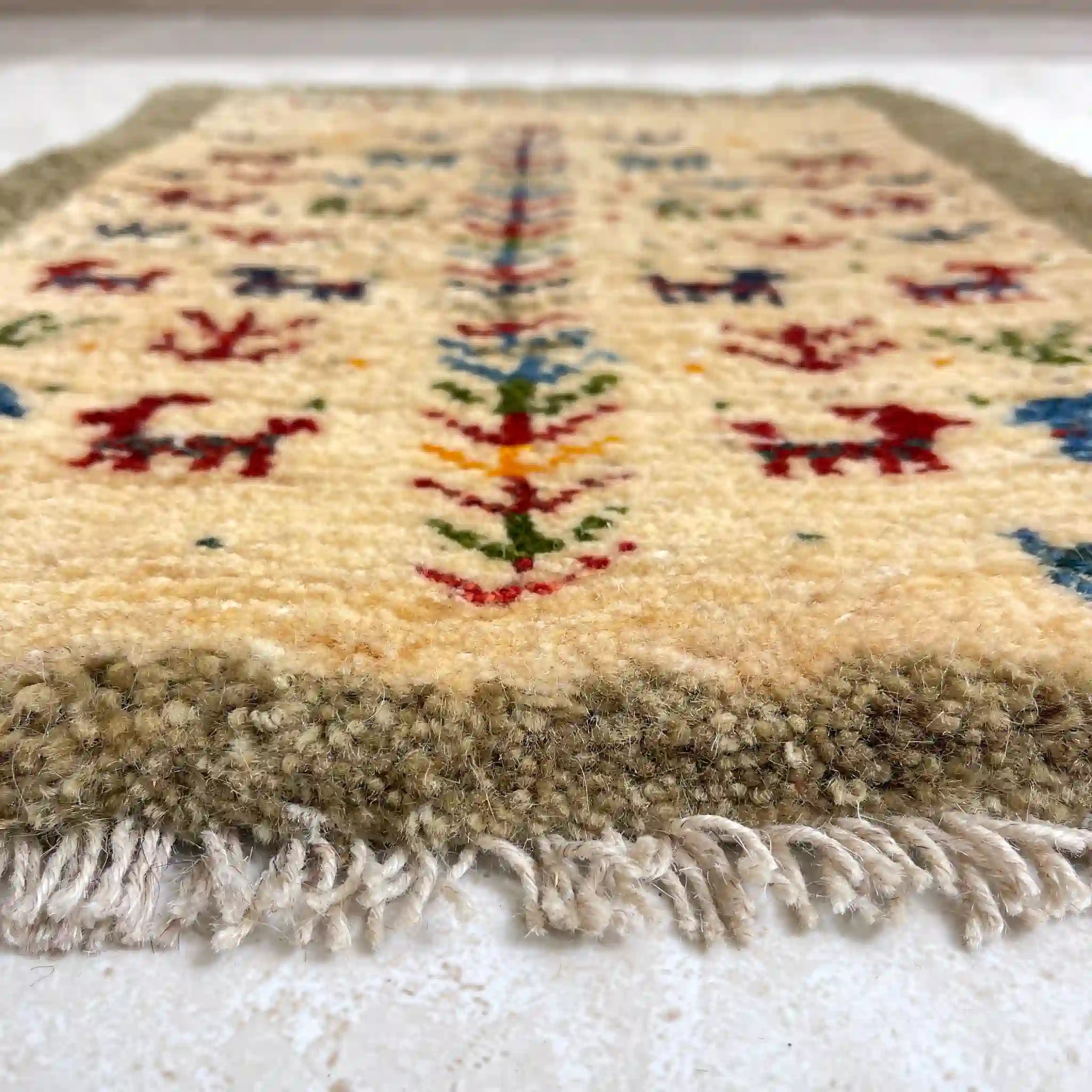 【絨毯/ラグ/ペルシャ絨毯】 ギャッベ 60×44 シラーズ産 ウール ヤラメ 手織り 草木染め
