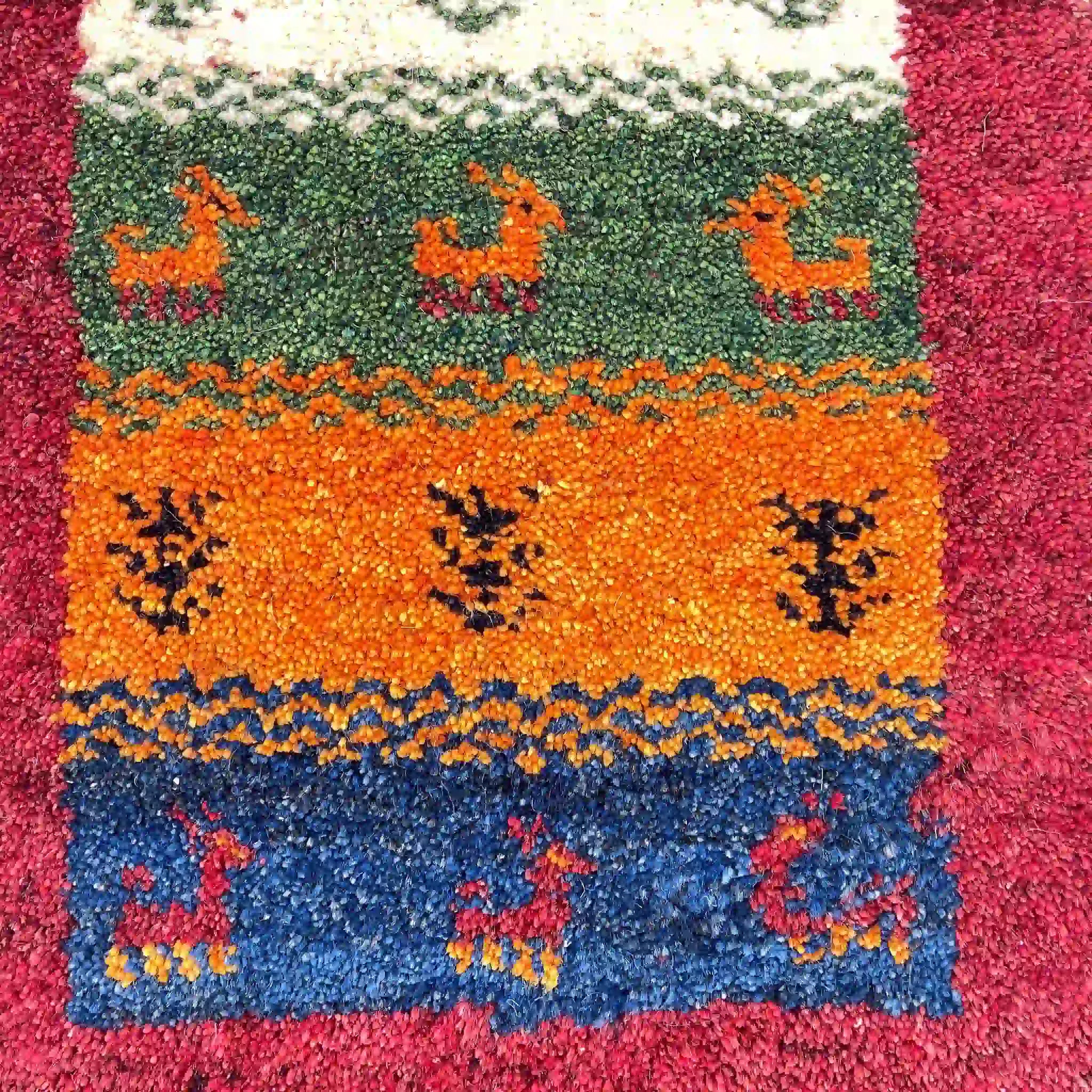 【絨毯/ラグ/ペルシャ絨毯】 ギャッベ 58×44 シラーズ産 ウール 手織り 草木染め