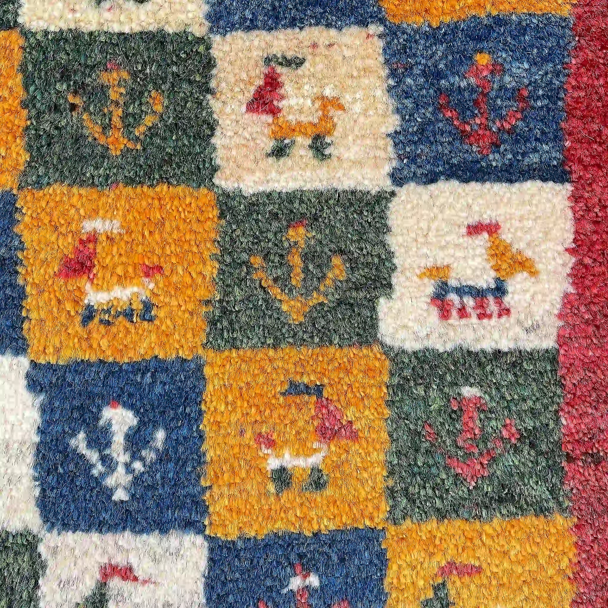 【絨毯/ラグ/ペルシャ絨毯】 ギャッベ 61×43 シラーズ産 ウール ヤラメ 手織り 草木染め