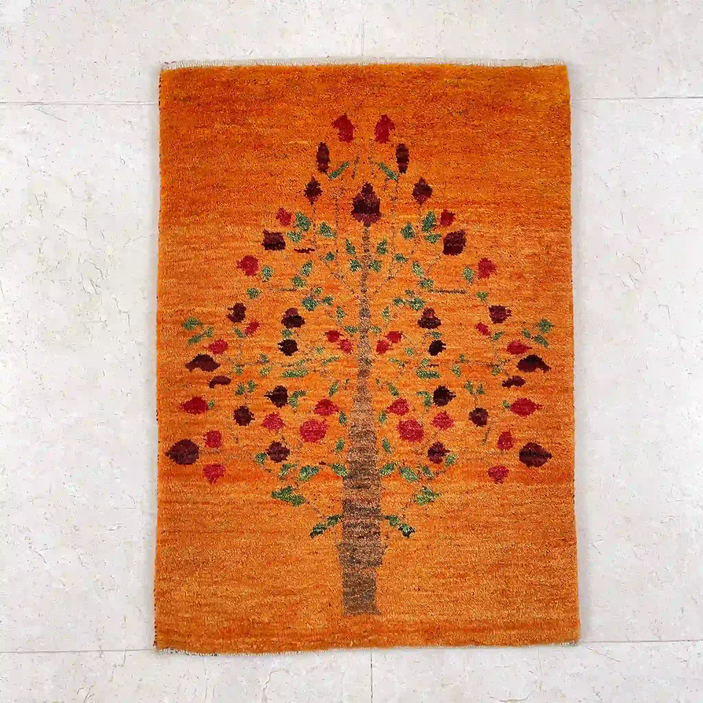 ギャッベ 86cm×61cm / ウール / イラン / 手織り / 草木染め / [絨毯