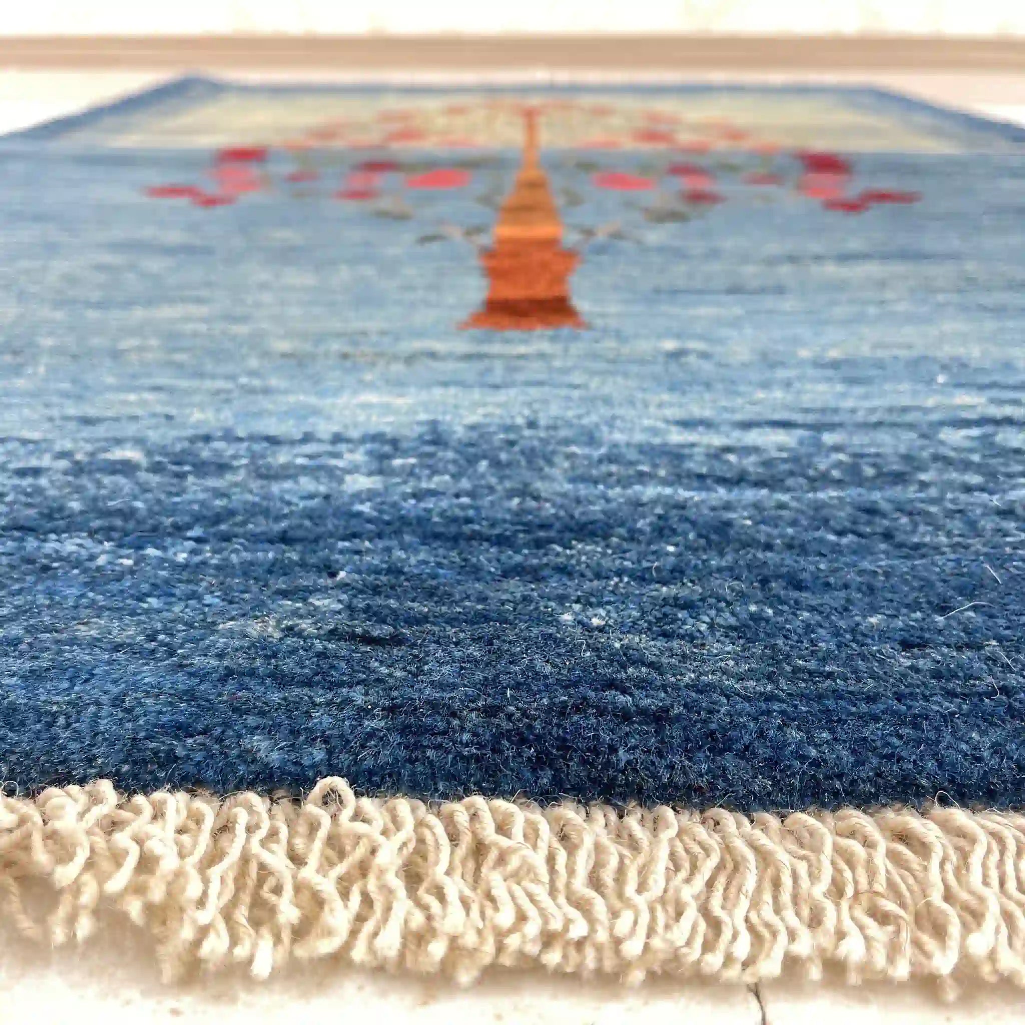 【絨毯/ラグ/ペルシャ絨毯】 ギャッベ 123×82 シラーズ産 ウール ペルシャ 手織り 草木染め