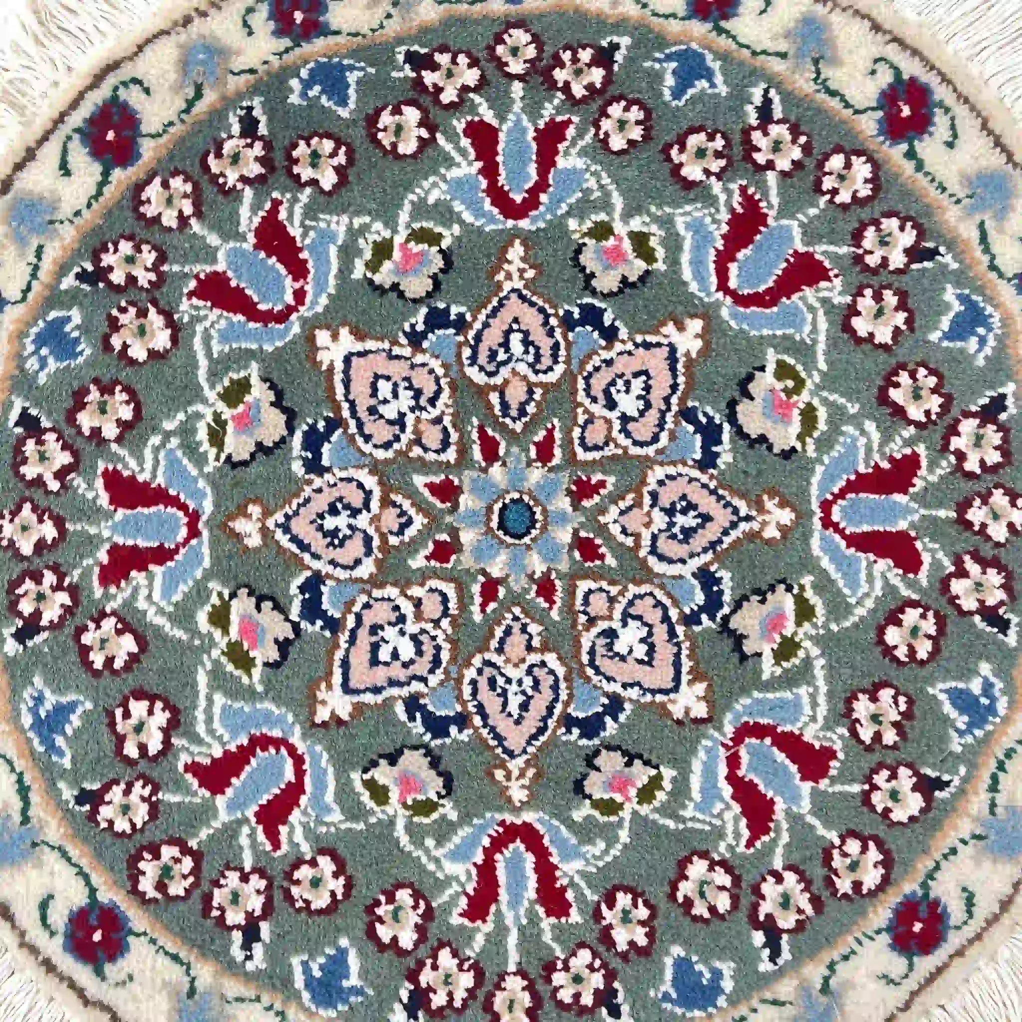 【絨毯/ラグ/ペルシャ絨毯】 ギャッベ 44×44 ナイン産 / ウールイラン / 手織り / 草木染め
