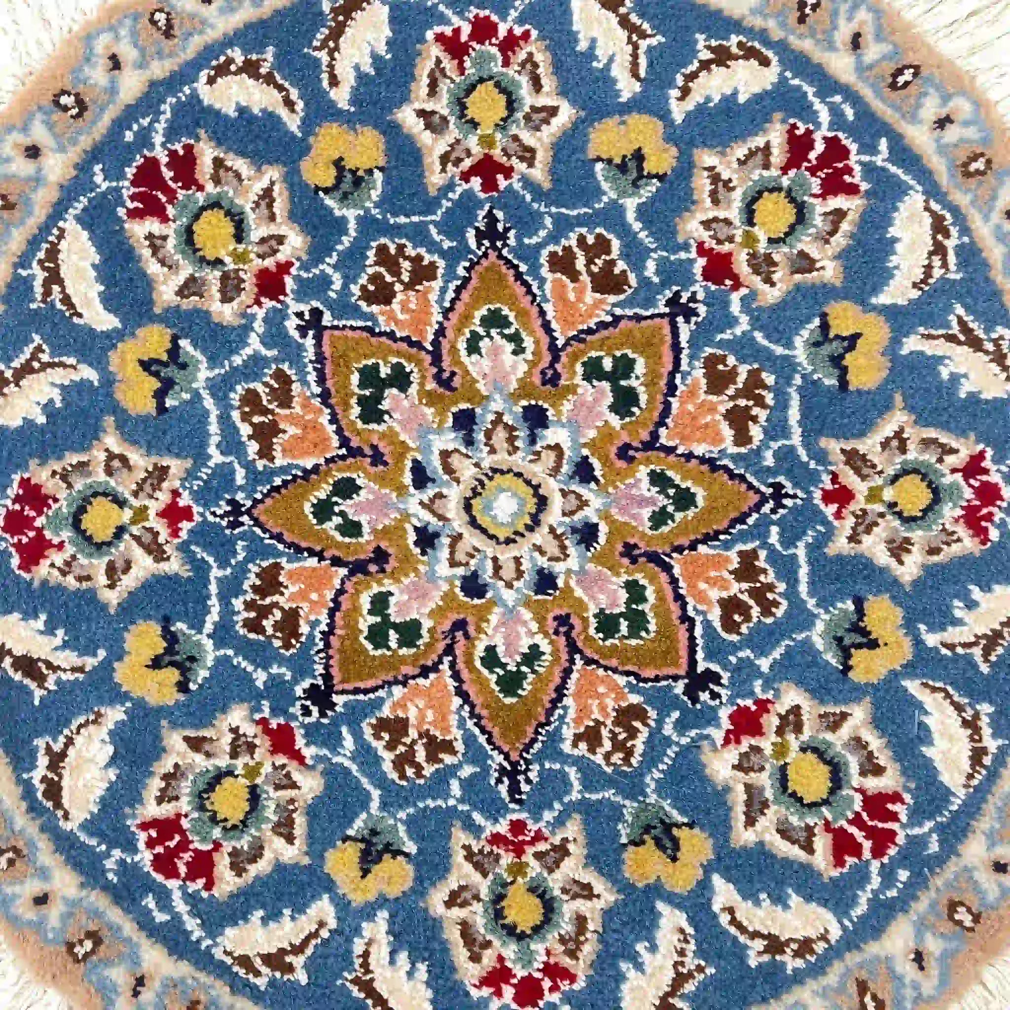 【絨毯/ラグ/ペルシャ絨毯】 ギャッベ 45×45 ナイン産 / ウールイラン / 手織り / 草木染め