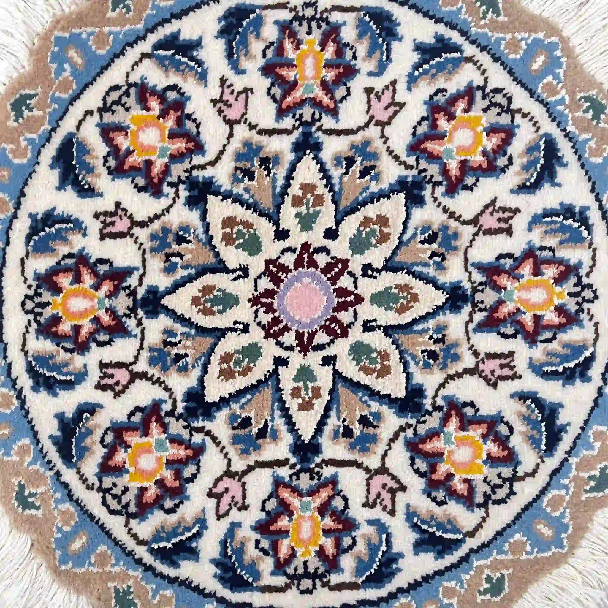 【絨毯/ラグ/ペルシャ絨毯】 ギャッベ 45×45 ナイン産 / ウールイラン / 手織り / 草木染め