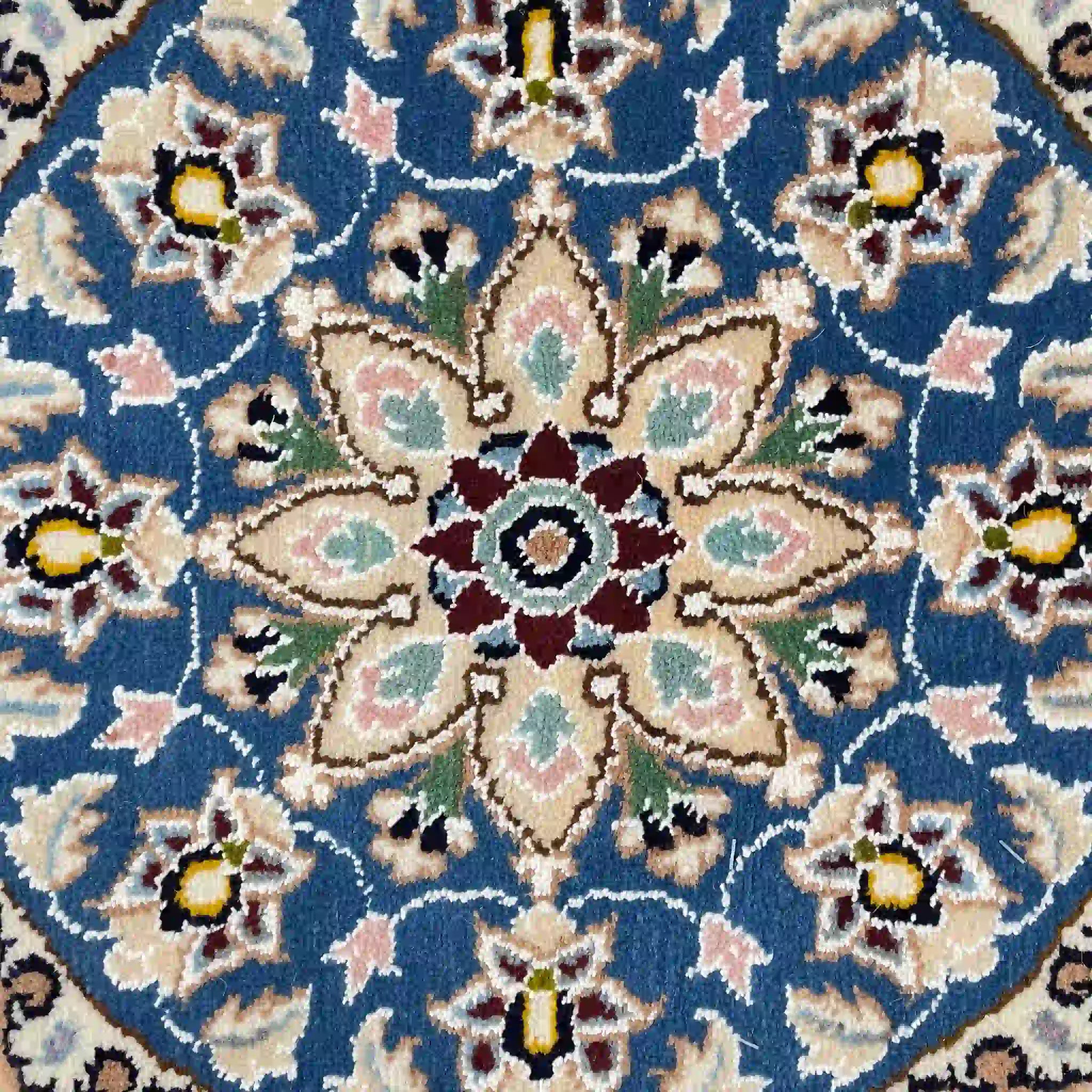 【絨毯/ラグ/ペルシャ絨毯】 ギャッベ 43×43 ナイン産 / ウールイラン / 手織り / 草木染め
