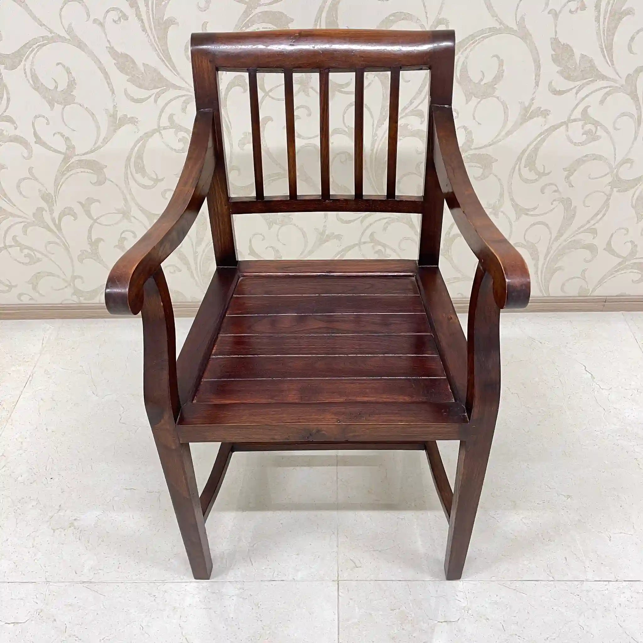 【アンティーク】 カーバーエルボーチェア / スクロールアーム / チーク材 / イギリス / イギリス直輸入