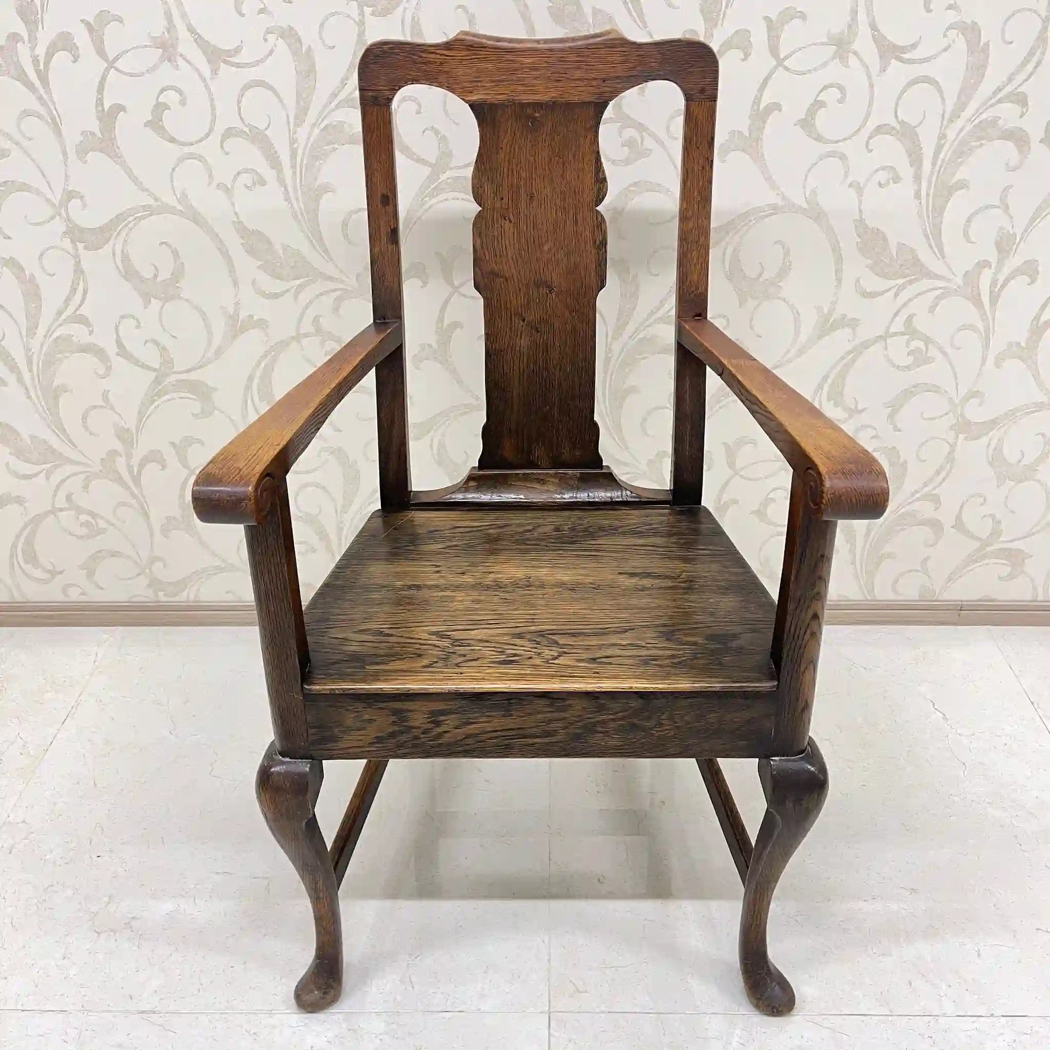 【アンティーク】 アンティーク ホールチェア / クイーンアン様式 / オーク材 / イギリス