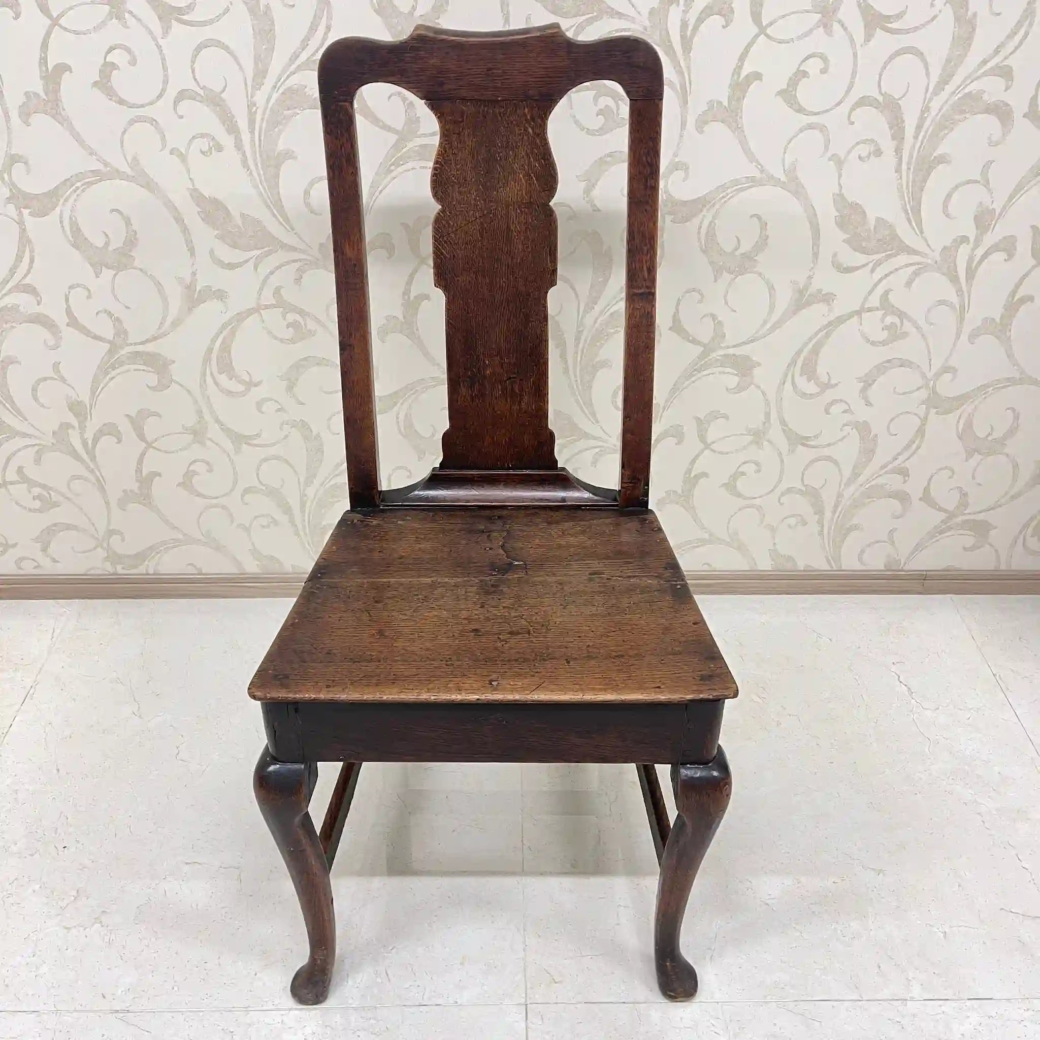 【アンティーク】 アンティーク ホールチェア / クイーンアン様式 / オーク材 / イギリス