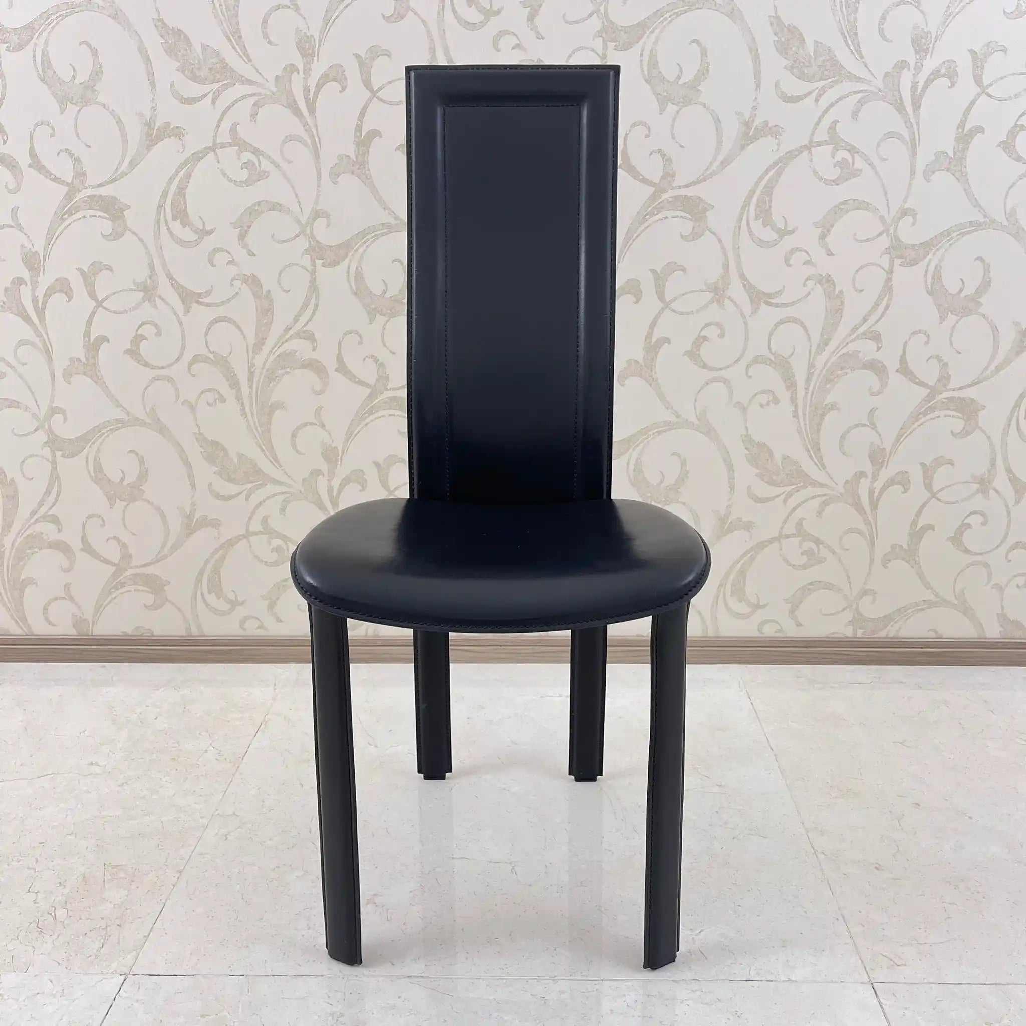 【アンティーク】 ハイバック ダイニングチェア /
/ イタリアンレザー / イギリス直輸入 象嵌(インレイ)