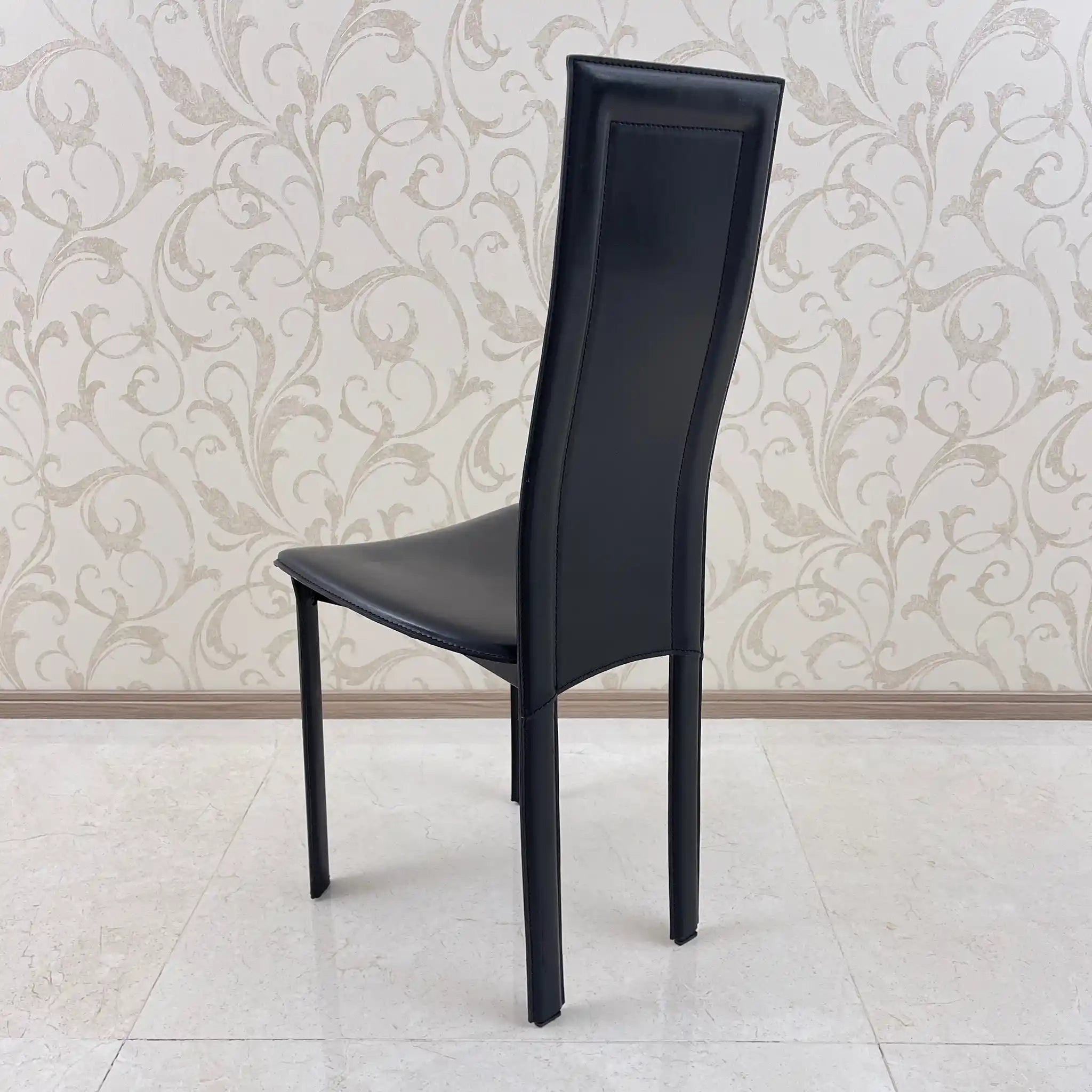 【アンティーク】 ハイバック ダイニングチェア /
/ イタリアンレザー / イギリス直輸入 象嵌(インレイ)