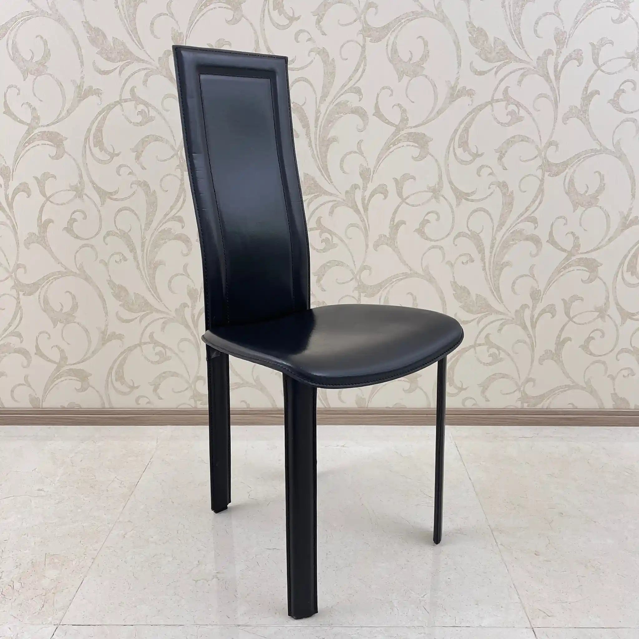 【アンティーク】 ハイバック ダイニングチェア /
/ イタリアンレザー / イギリス直輸入 象嵌(インレイ)