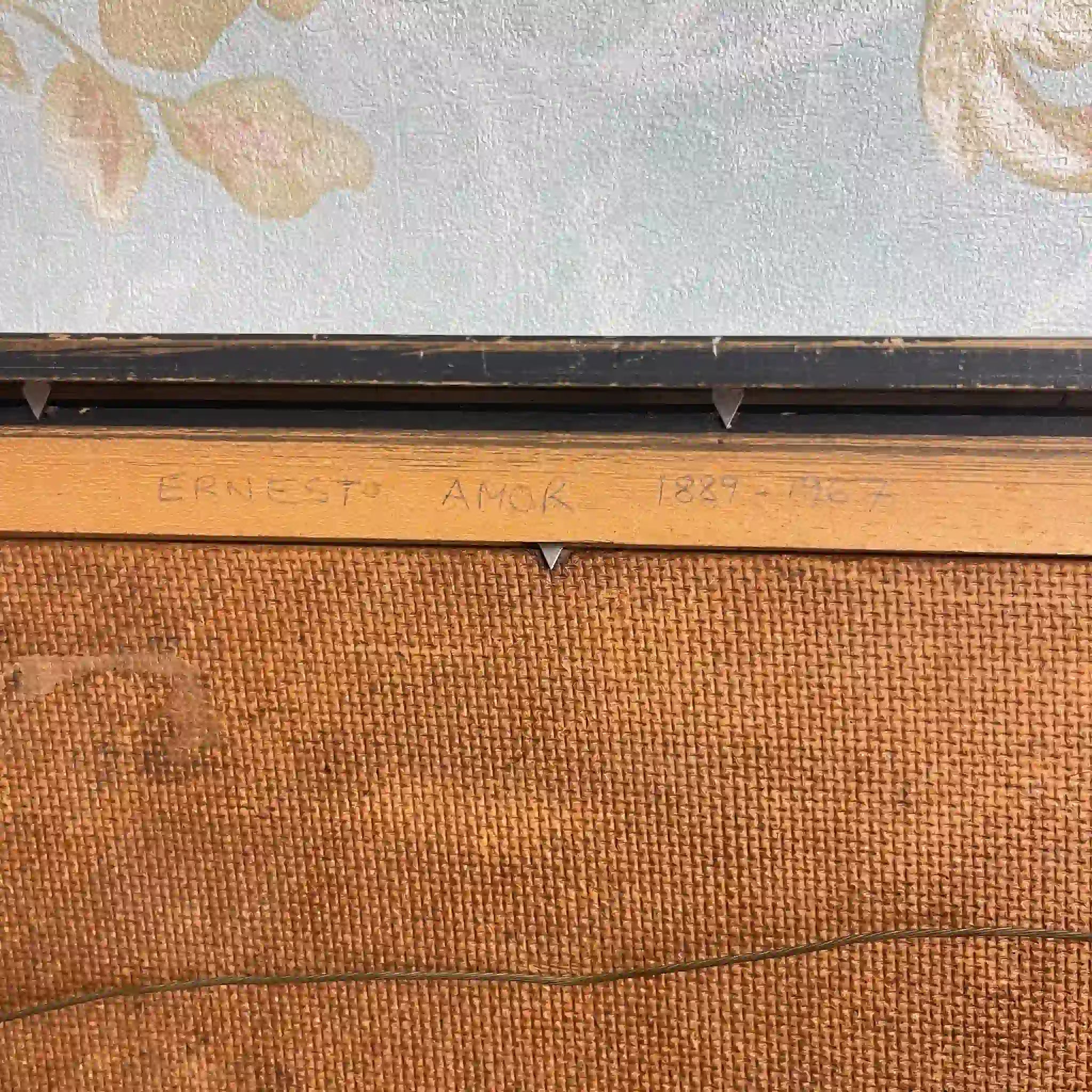 【アンティーク】木フレームアートボード 風景画