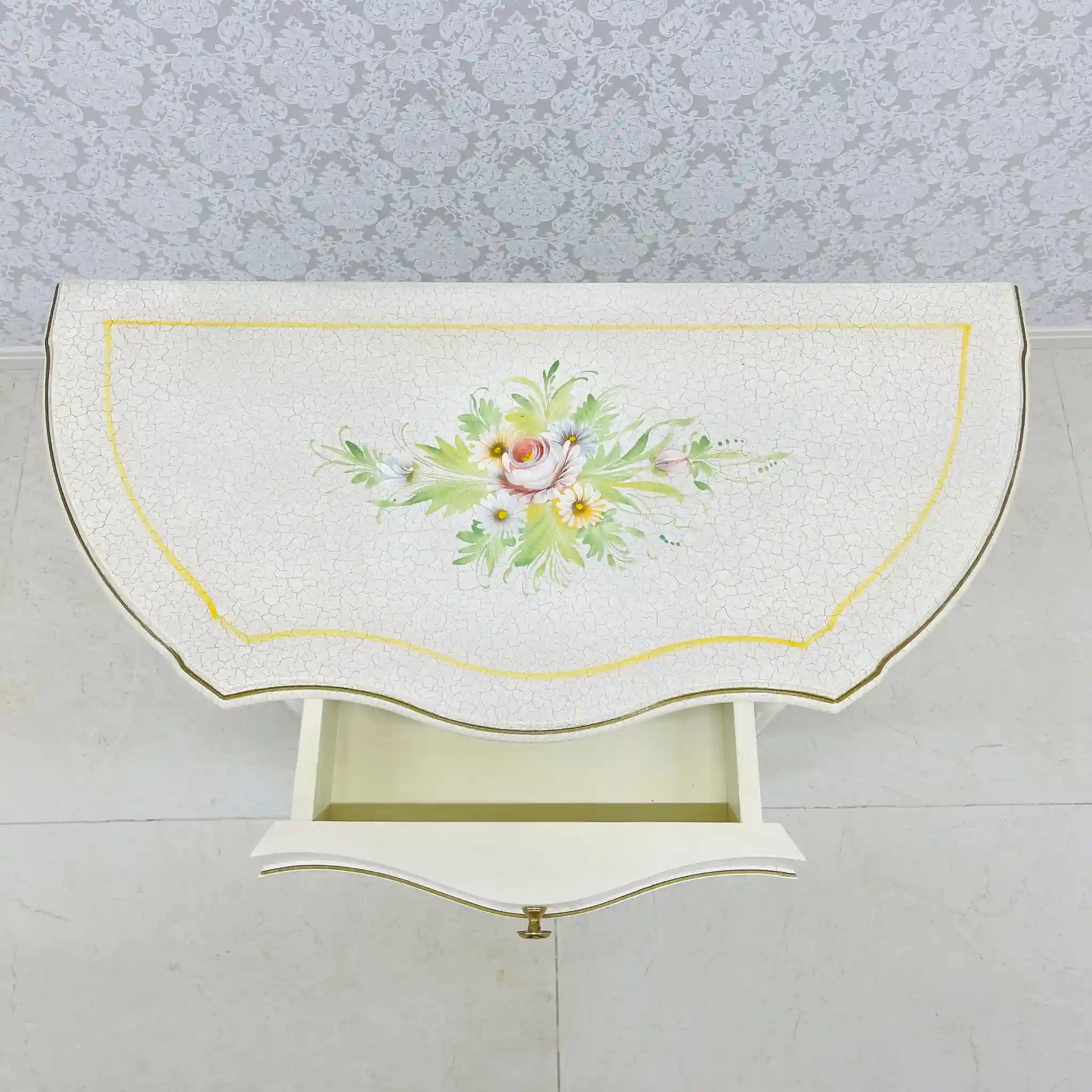 【リユース】 コンソール 花柄ホワイト