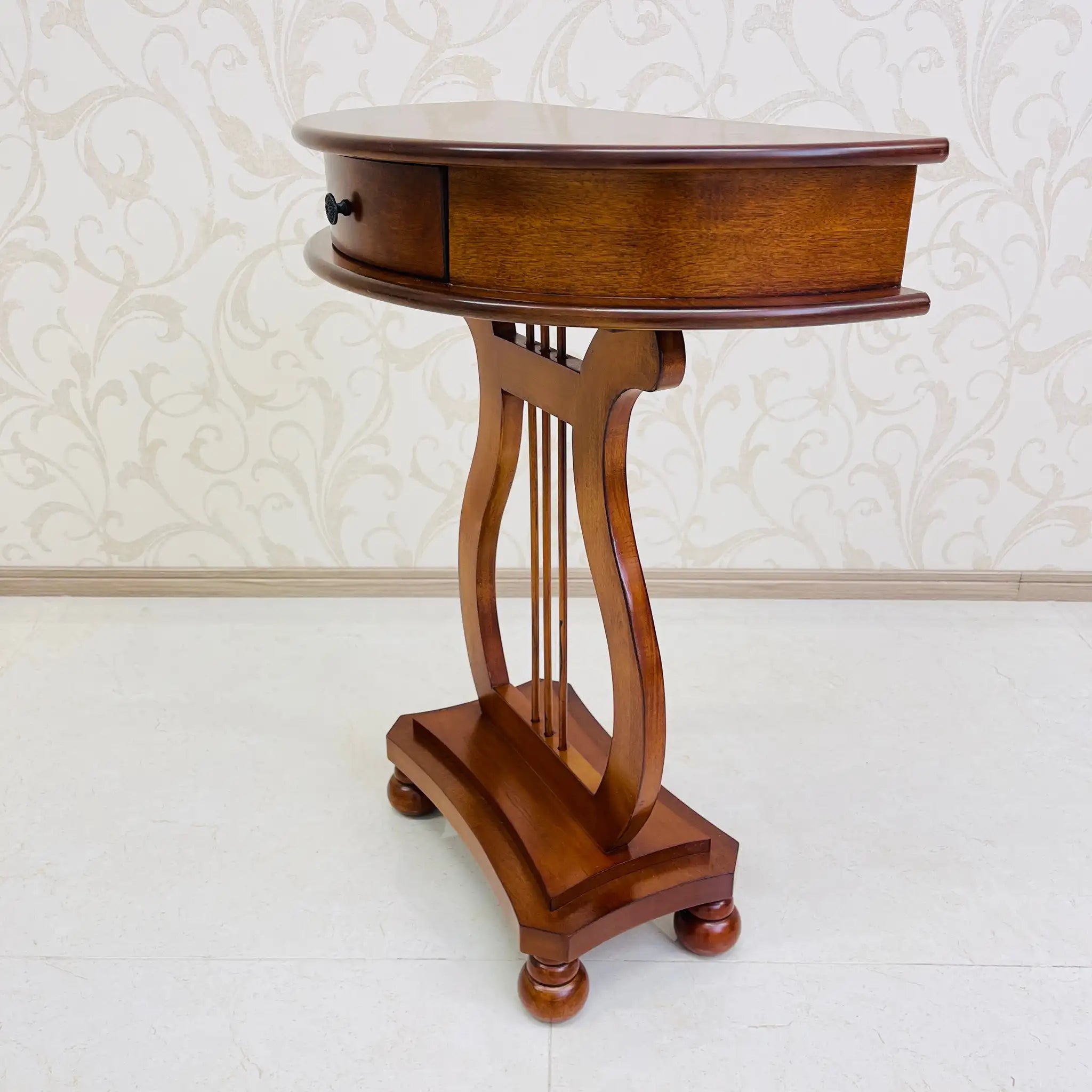 復古半月形豎琴桌/櫻桃木