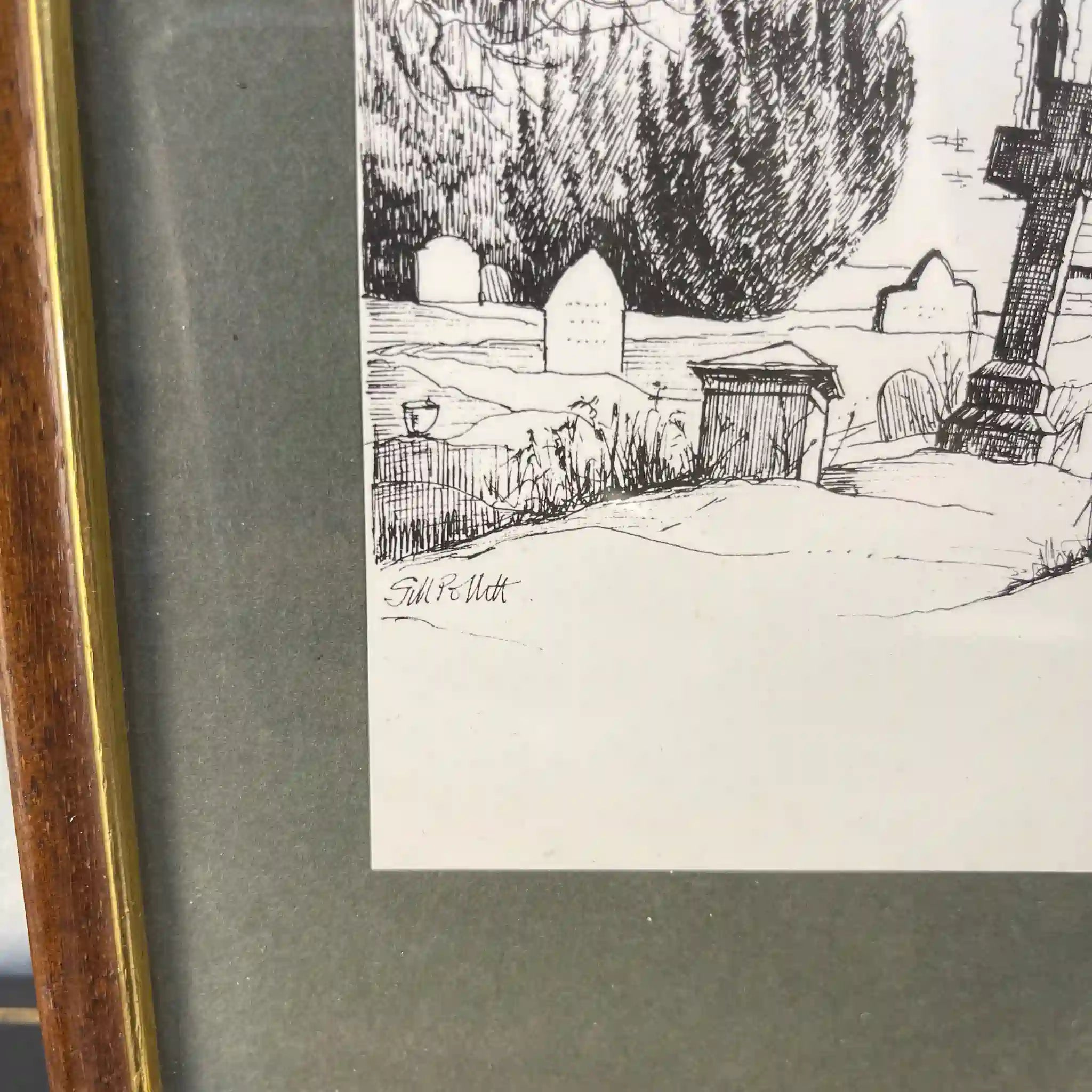 【アンティーク】モノプリント版画 ギル・ポリット イギリス直輸入