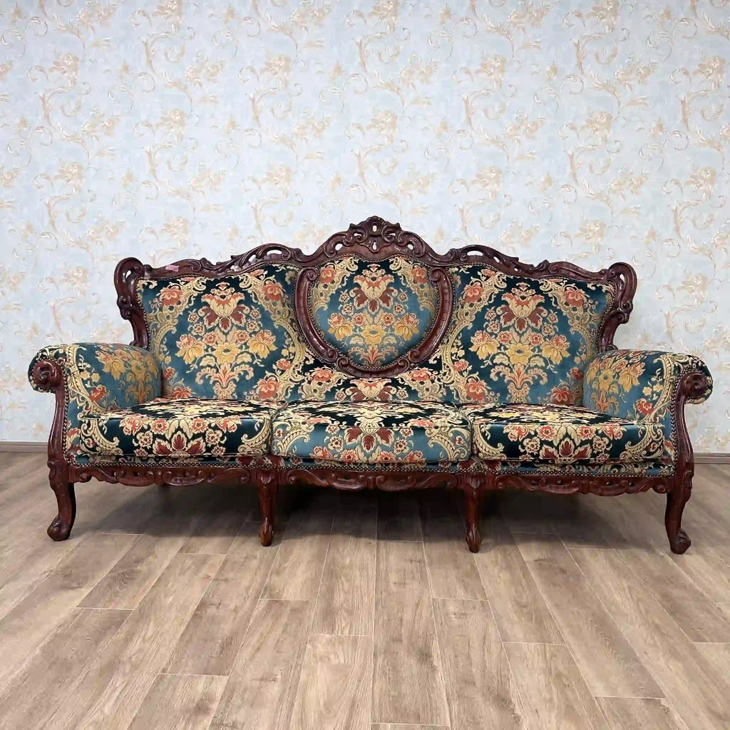 ビンテージ】 ソファ3P / ロココ調 / 金華山織り ｜アンティーク
