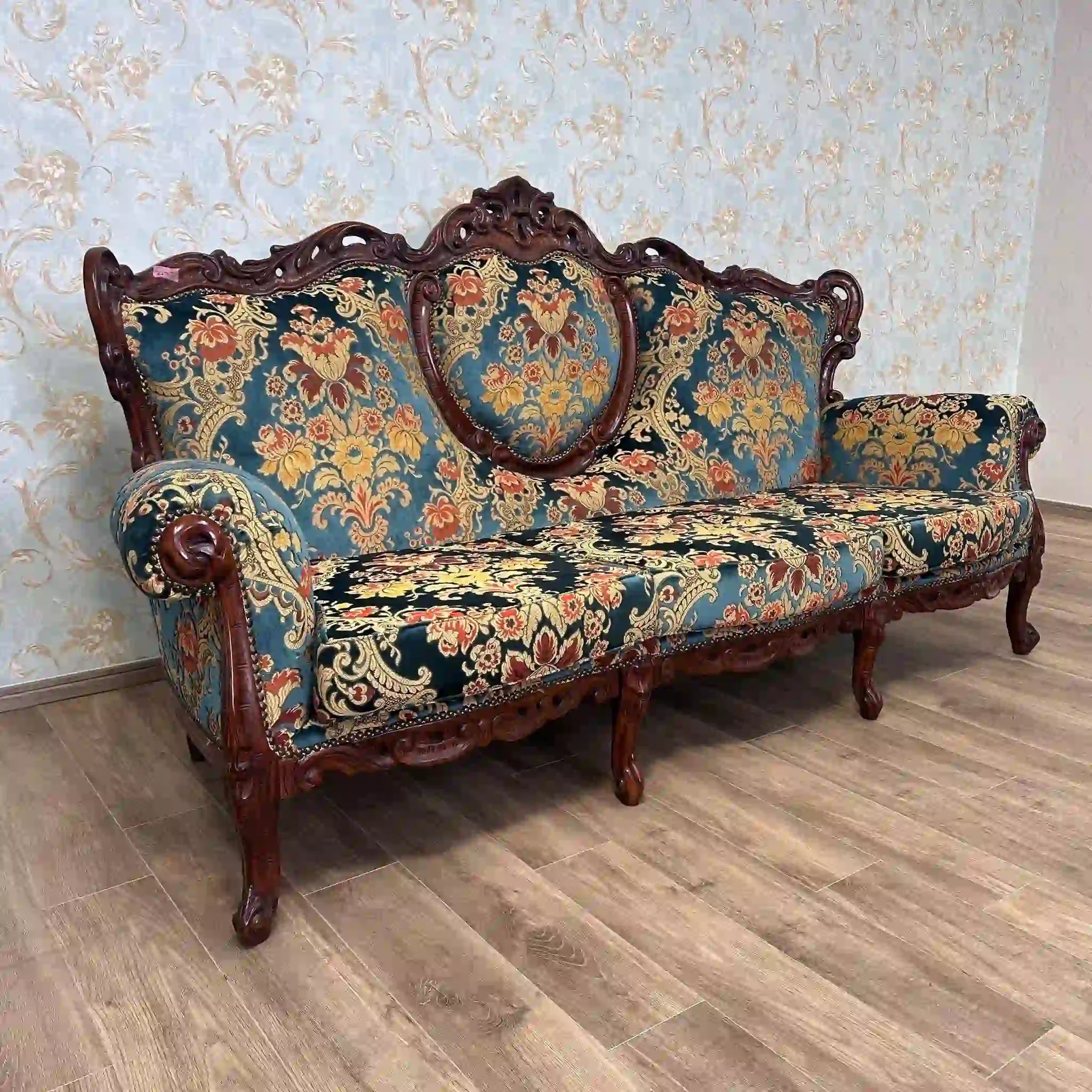 【ビンテージ】 ソファ3P / ロココ調 / 金華山織り