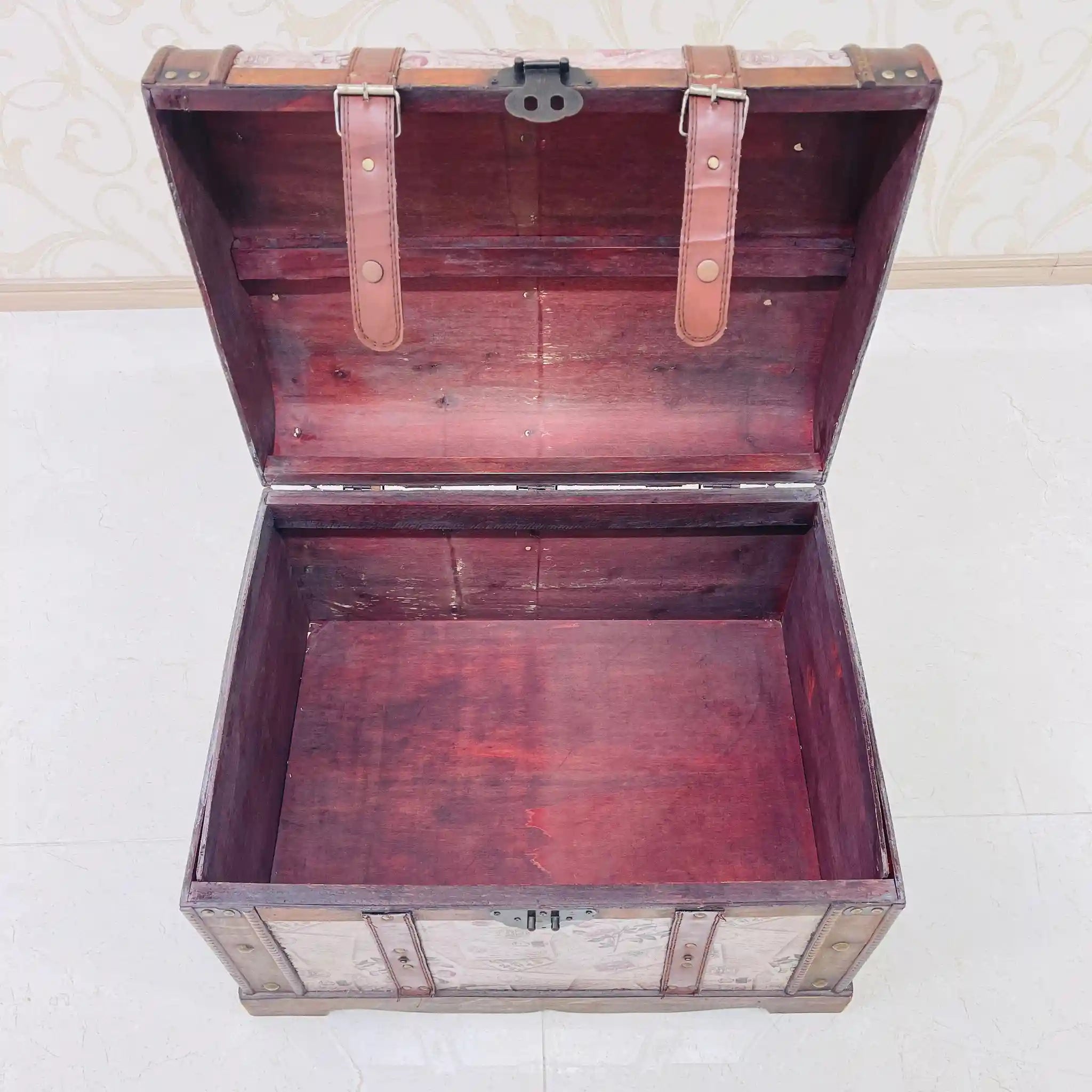 【リユース】 アンティーク調トランクボックス