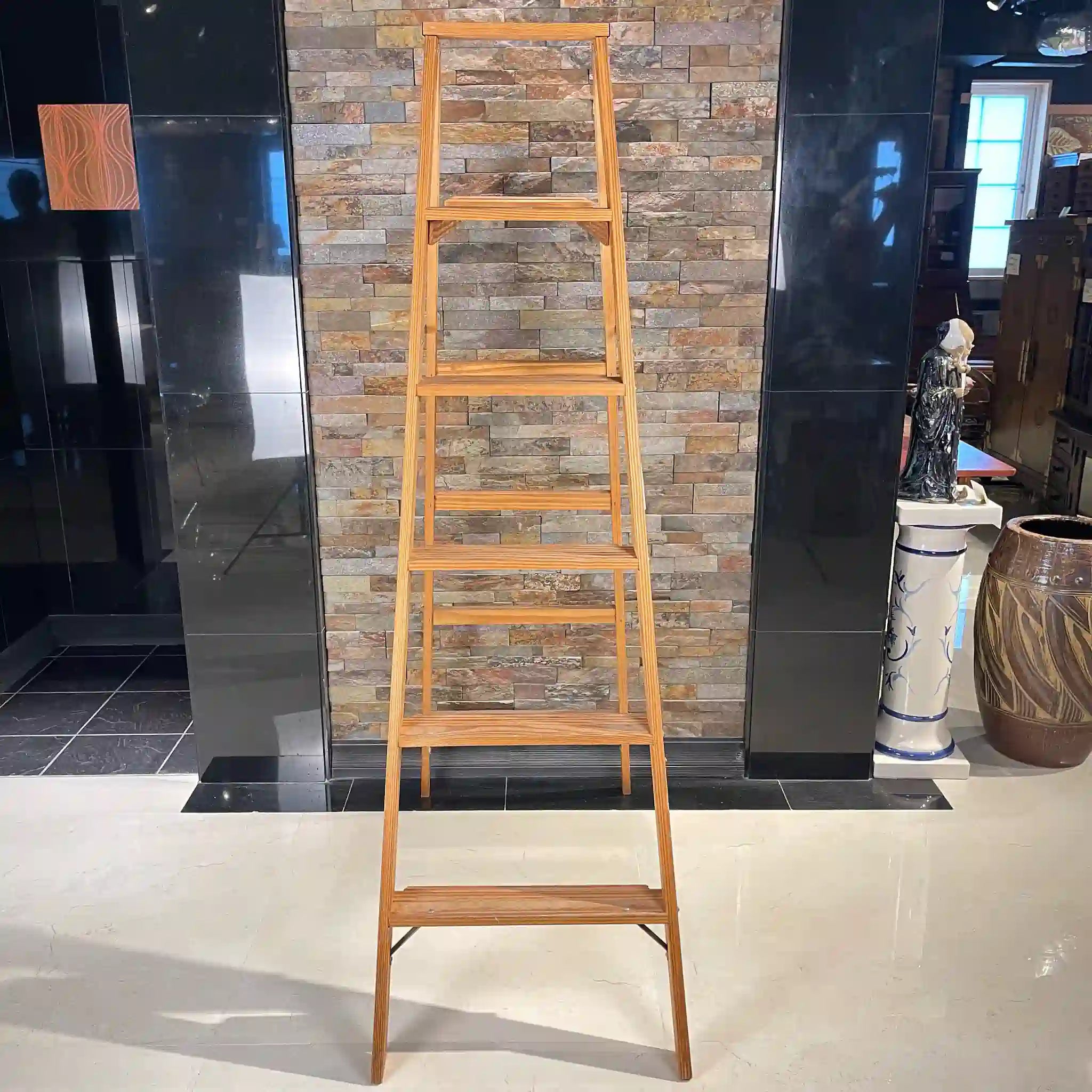 Vintage Michigan Ladder, 6 Steps, Babcock, BW336, Yellow Pine, USA