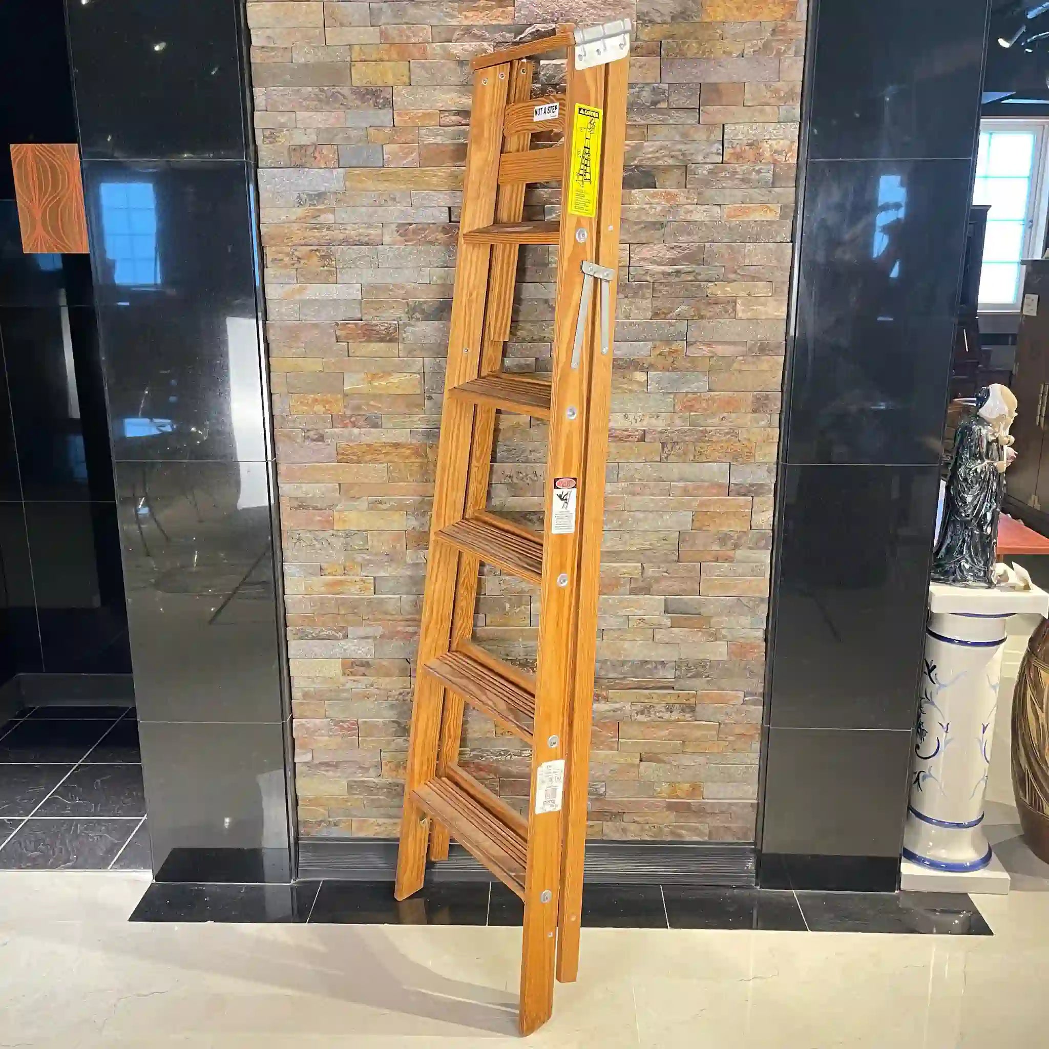 Vintage Michigan Ladder, 6 Steps, Babcock, BW336, Yellow Pine, USA
