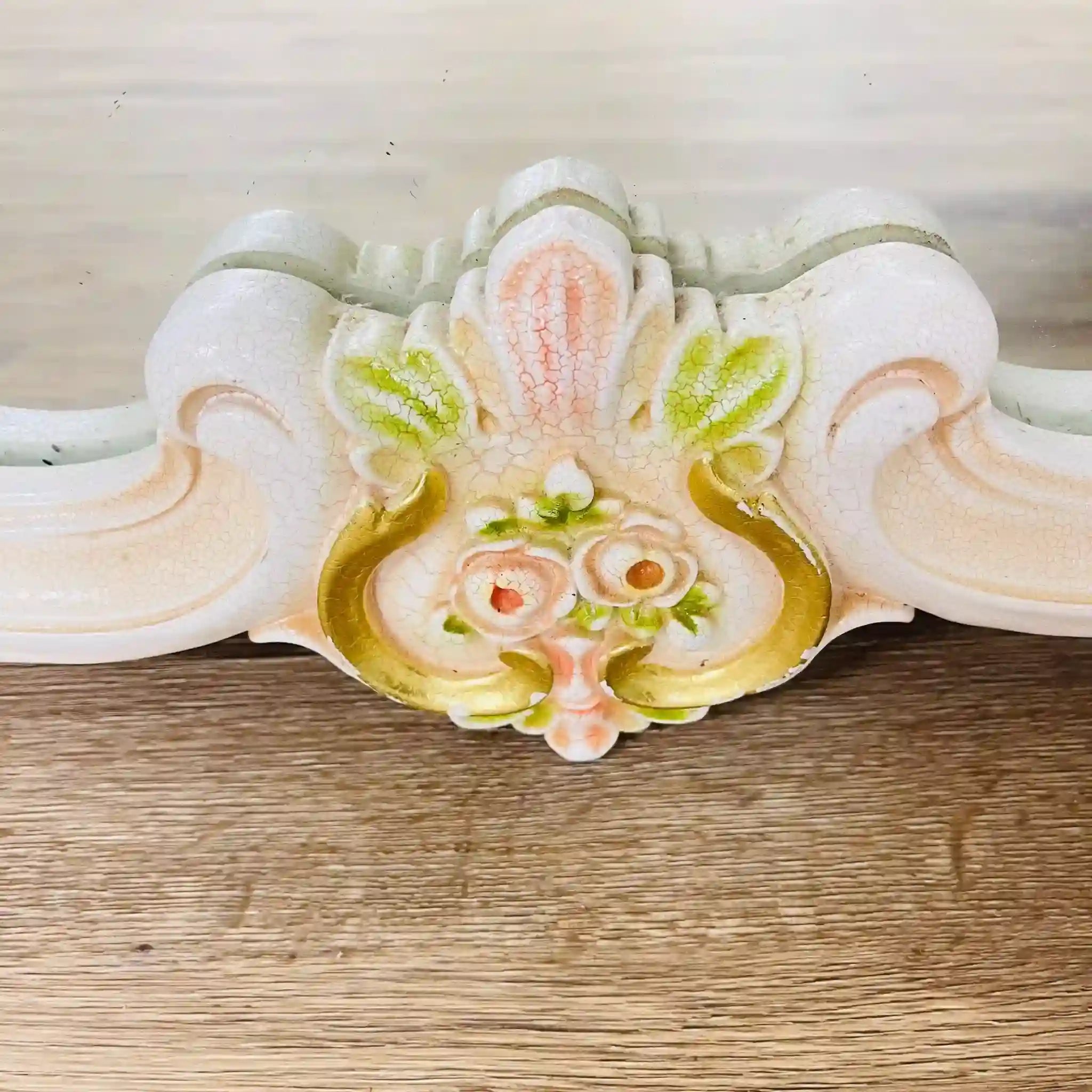 【アンティーク】 アンティーク調 ウォールミラー 花装飾