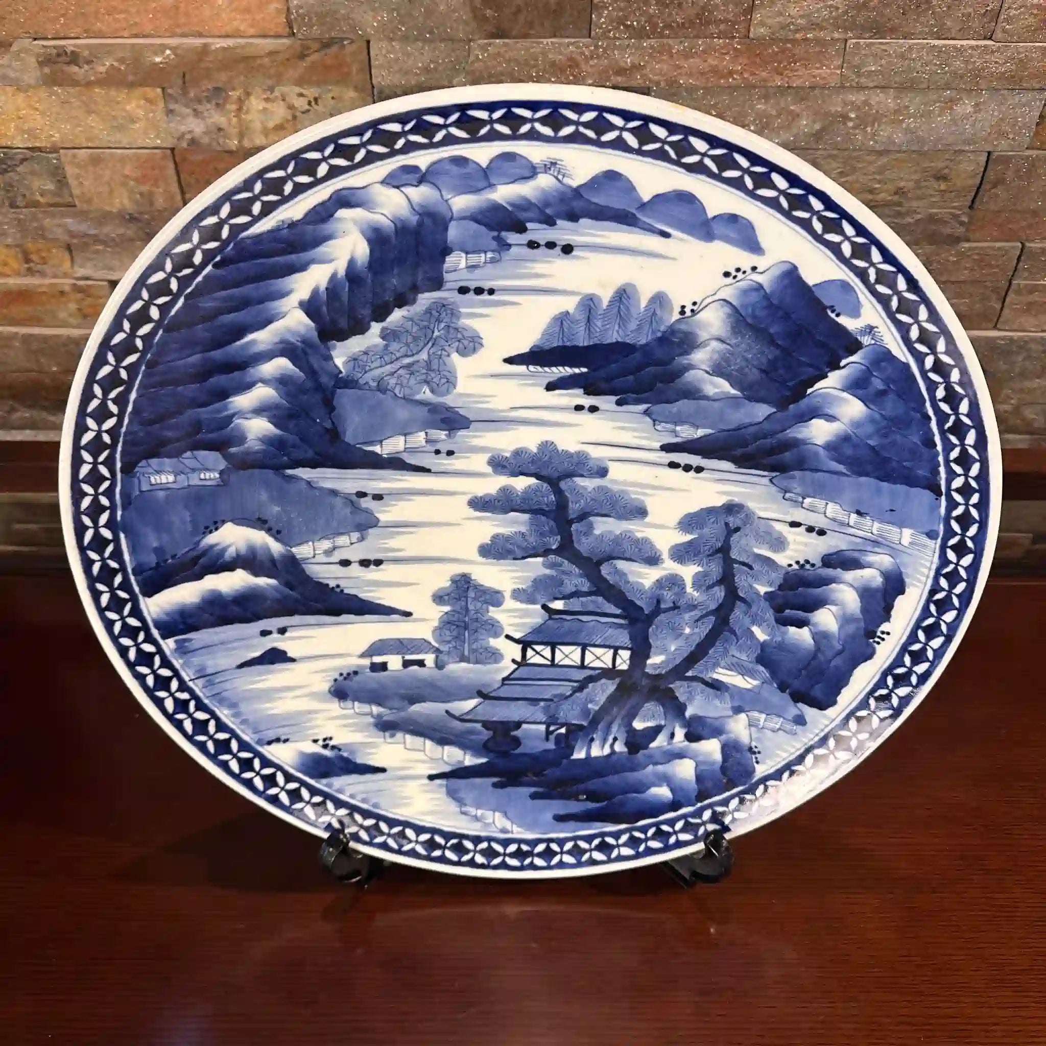 【骨董品】 大皿 染付 明治時代