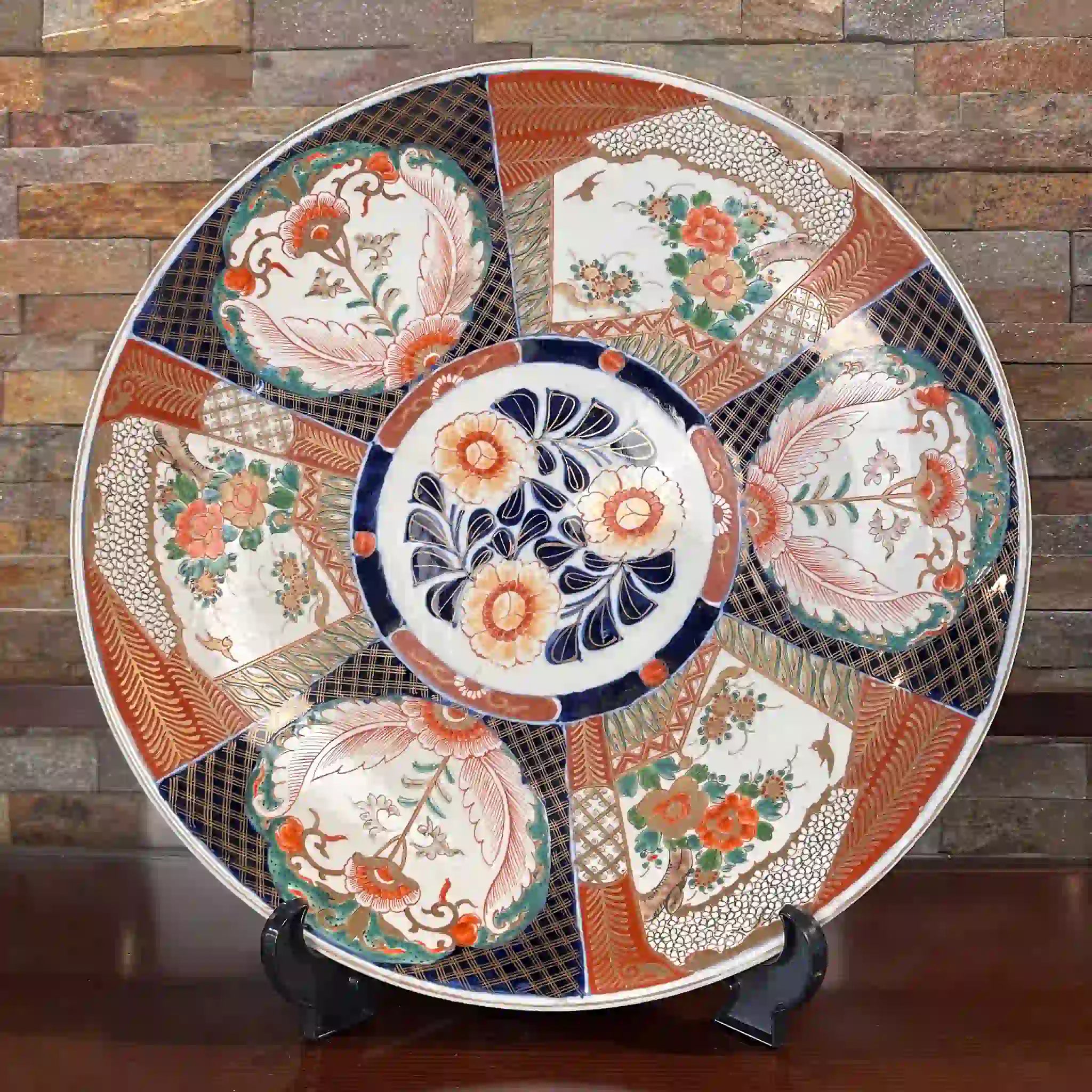 【骨董品】 大皿 染錦 明治時代
