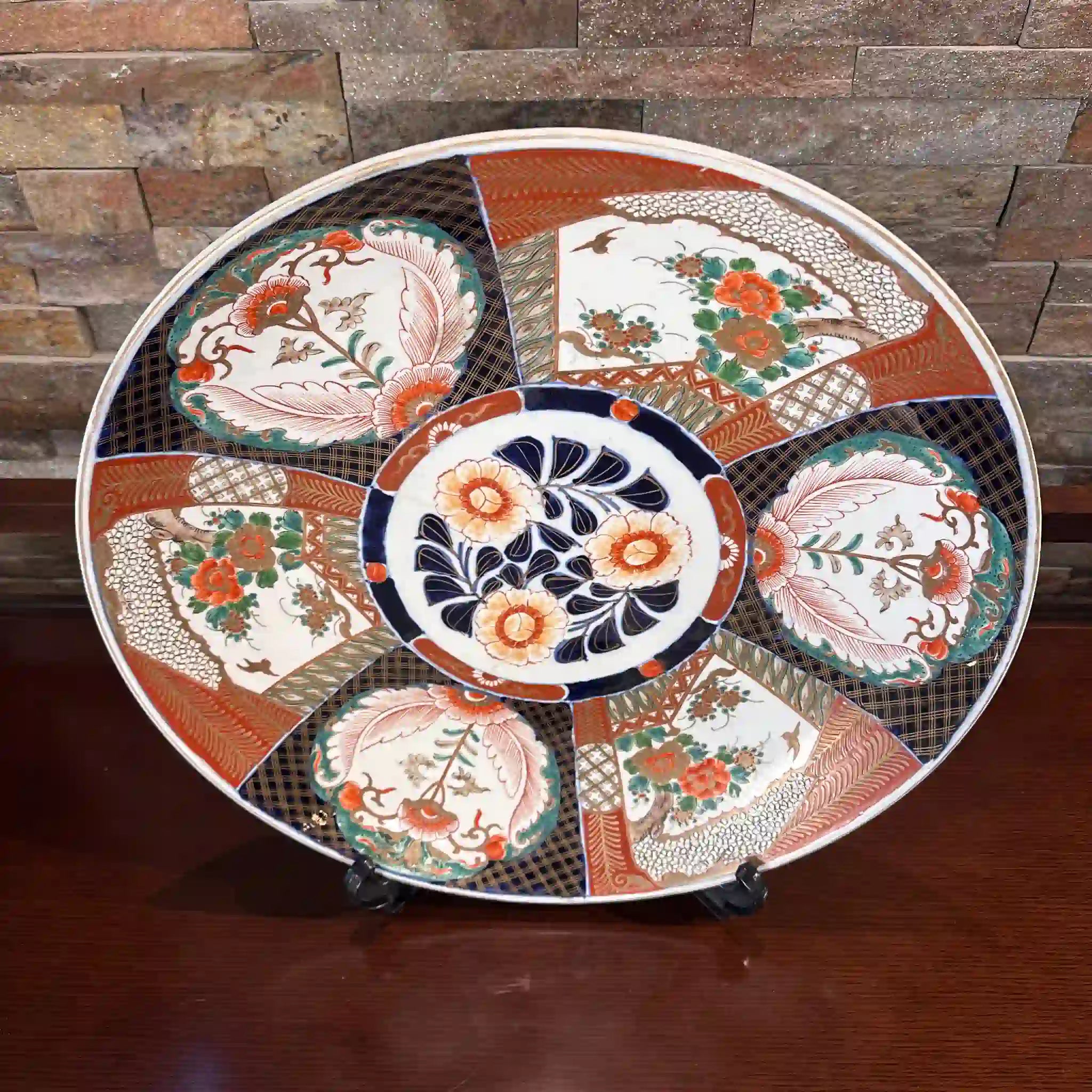 【骨董品】 大皿 染錦 明治時代