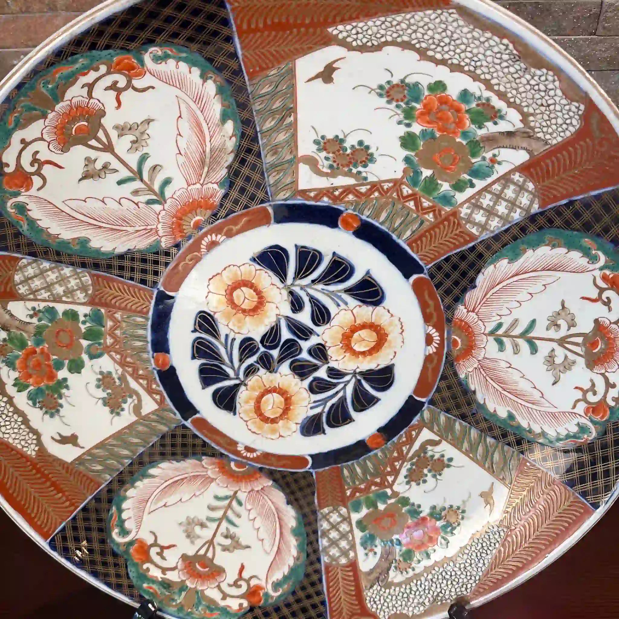 【骨董品】 大皿 染錦 明治時代