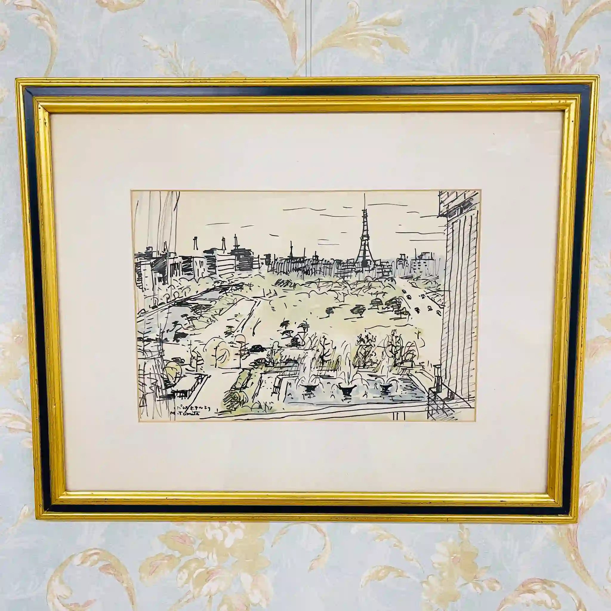 【アート/装飾品】絵画 富田通雄 / パレスホテル展望 1961 /