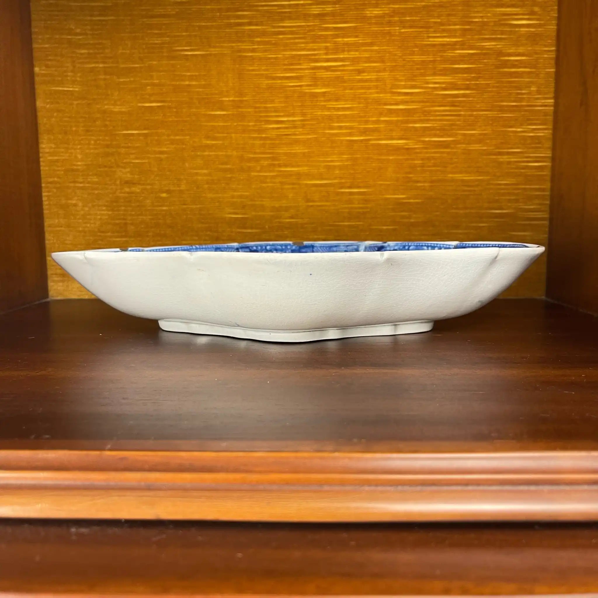 【アンティーク】デボニア型皿 ブルーイタリアン ブルーウィローパターン フルーテッド SPODE(スポード) / 1800年頃 イギリス