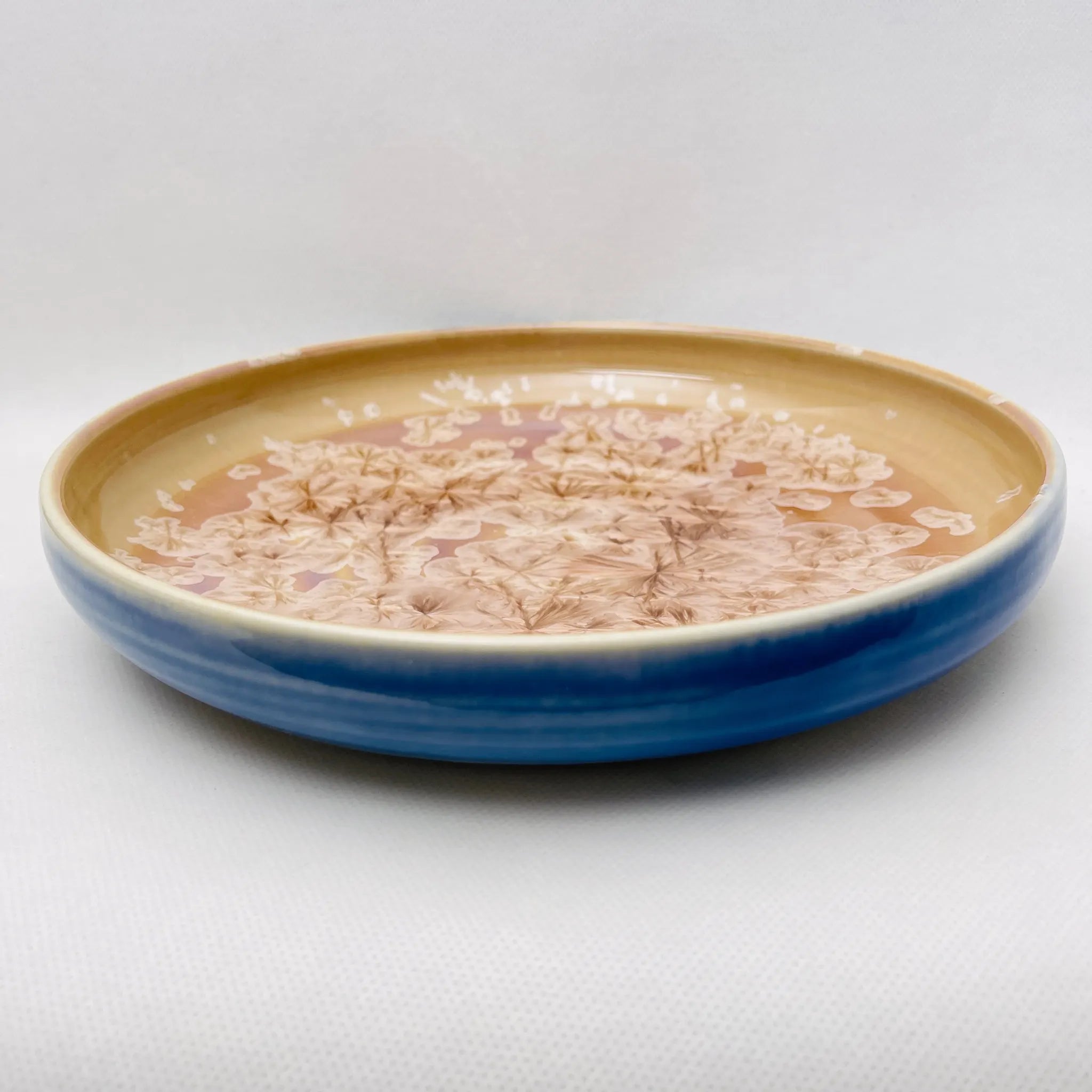 【骨董品】大皿 常滑焼 晴天窯 / 結晶釉 岩橋眞悟 日本 / 未使用 箱付き