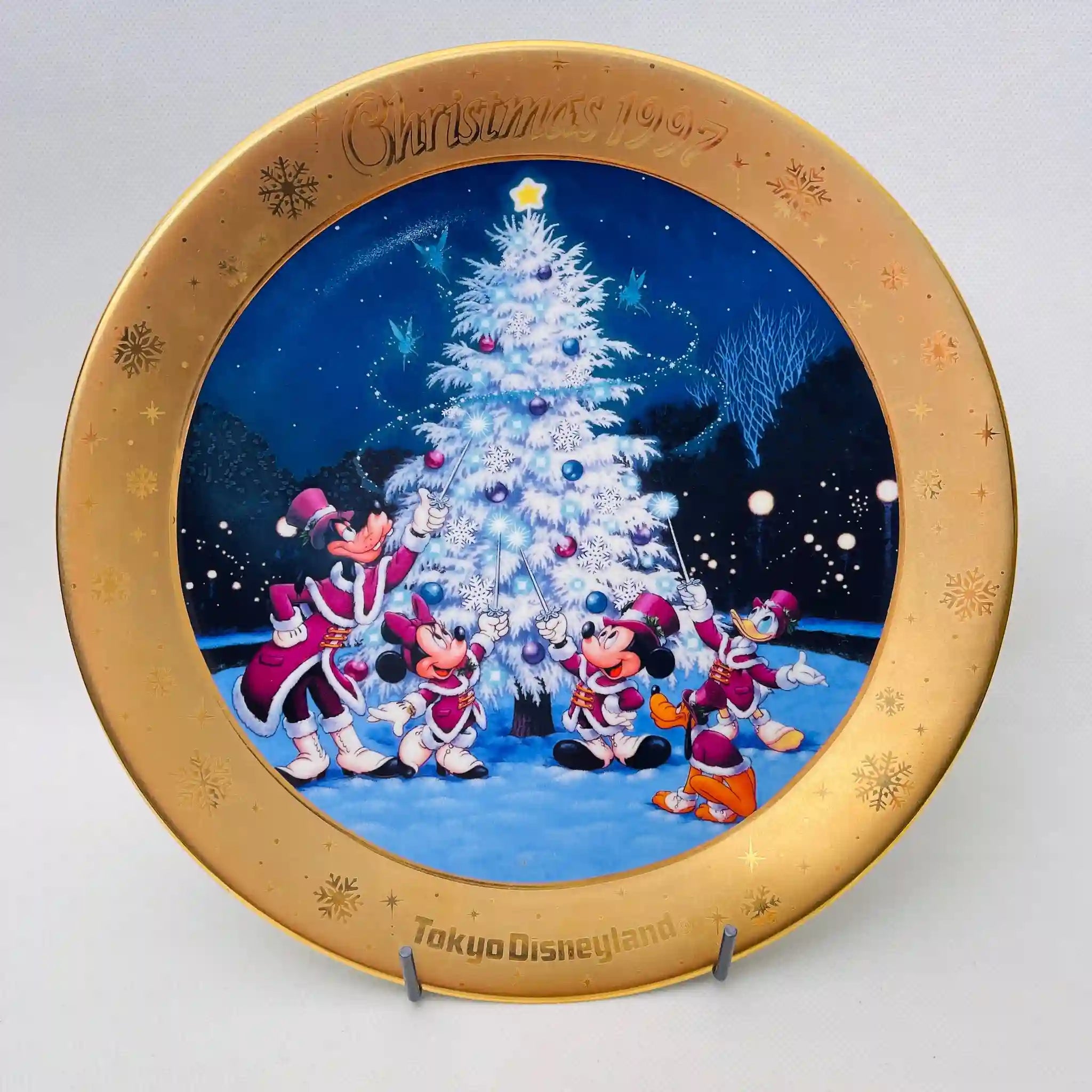 【リユース】クリスマスプレート 1997年 ディッシュスタンド付 Disney / 日本 / 未使用 箱付き