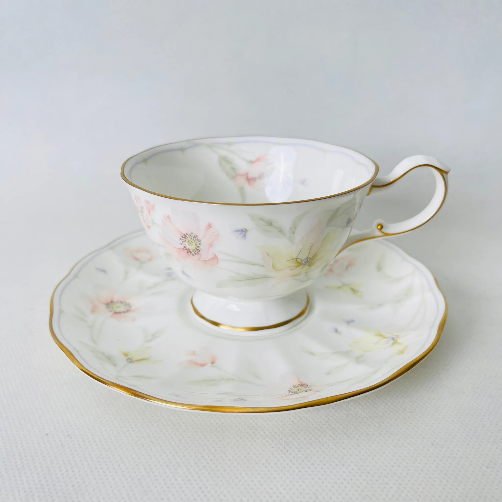 【リユース】ティーカップ 6個セット NARUMI / パステルガーデン Bone China 日本 / 未使用 箱付き