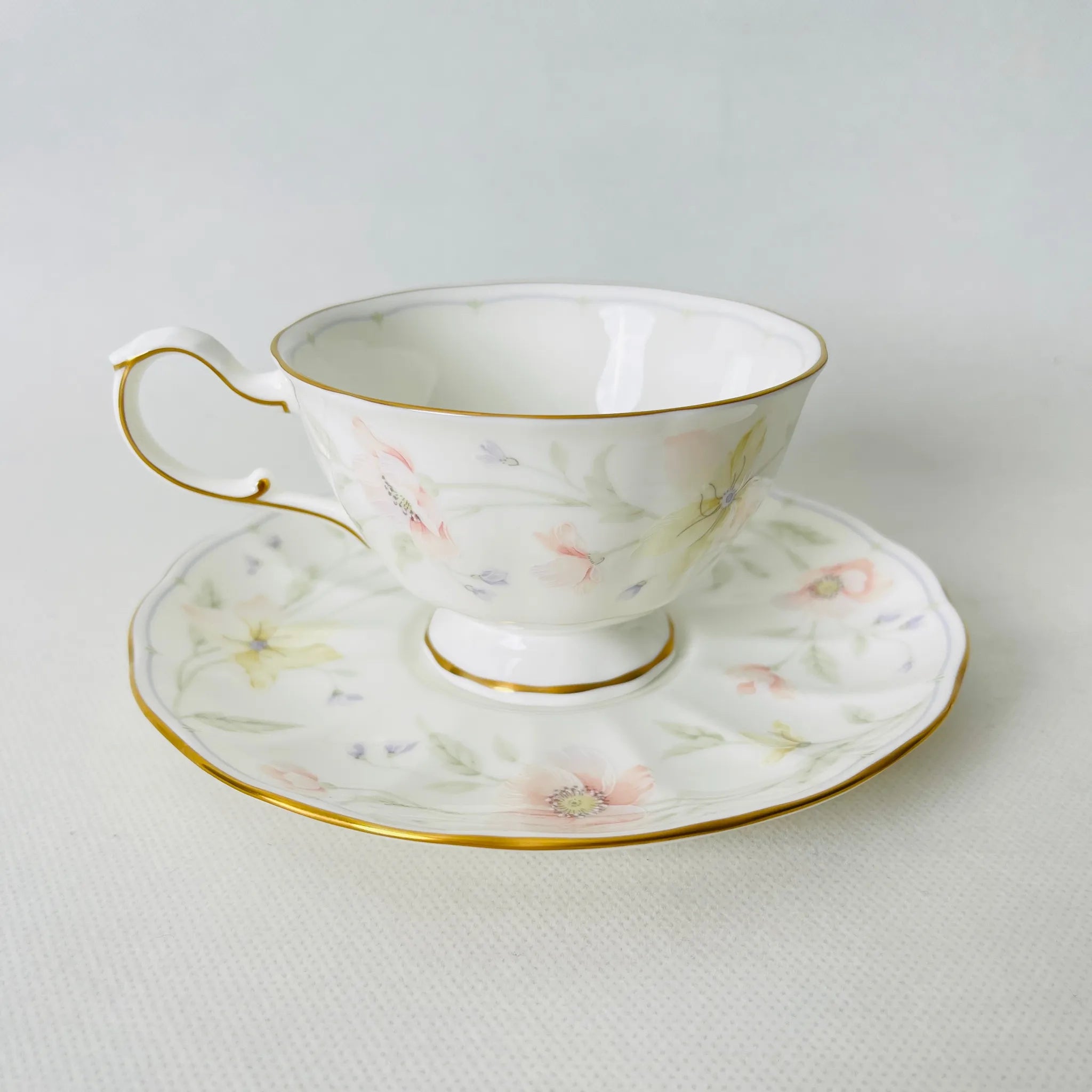 【リユース】ティーカップ 6個セット NARUMI / パステルガーデン Bone China 日本 / 未使用 箱付き