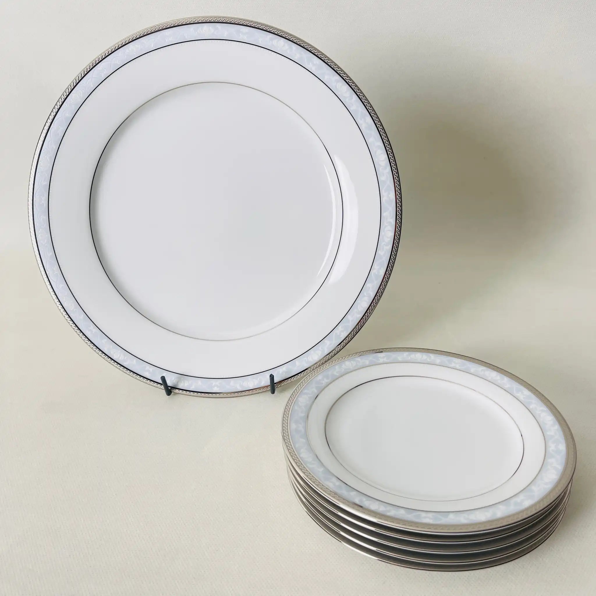 【リユース】パーティーセット 大皿×1 小皿×5 ハンプシャープラチナ Noritake / 未使用 箱付き