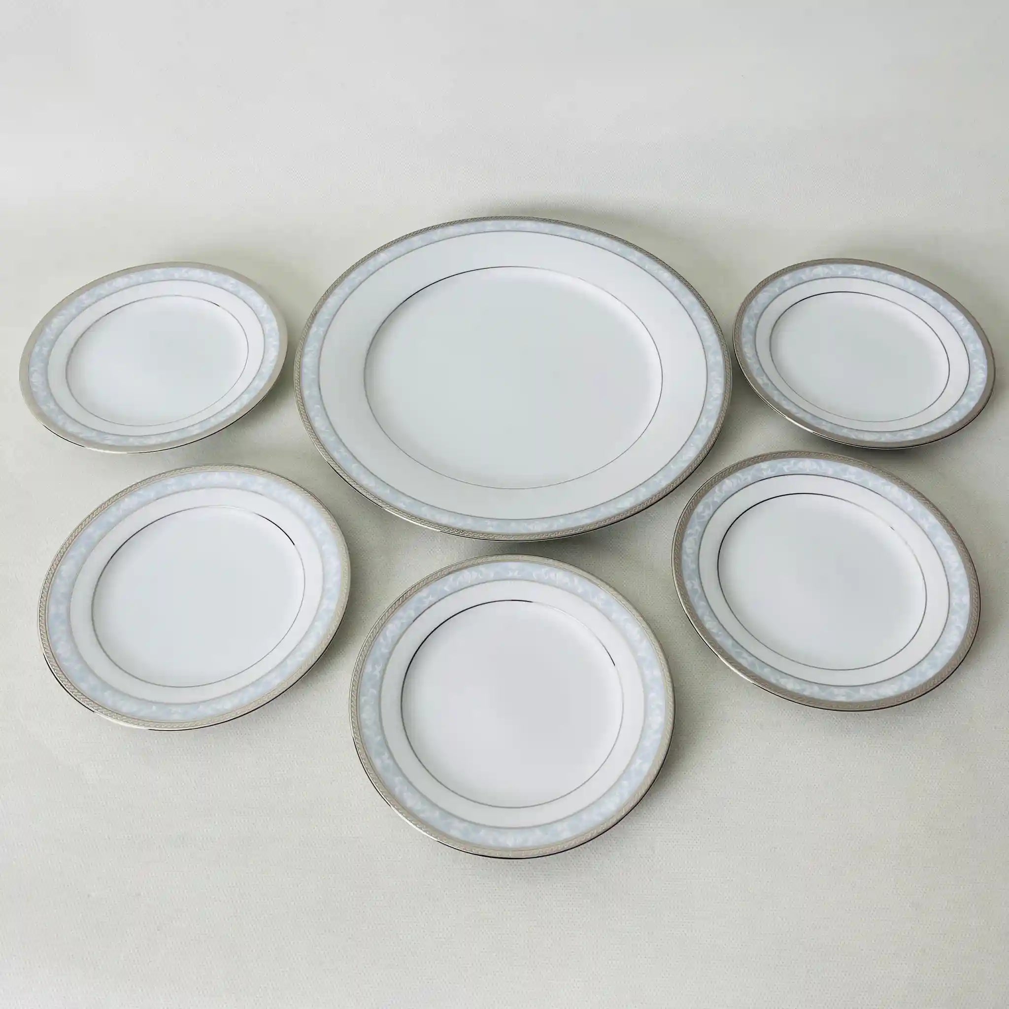 【リユース】パーティーセット 大皿×1 小皿×5 ハンプシャープラチナ Noritake / 未使用 箱付き