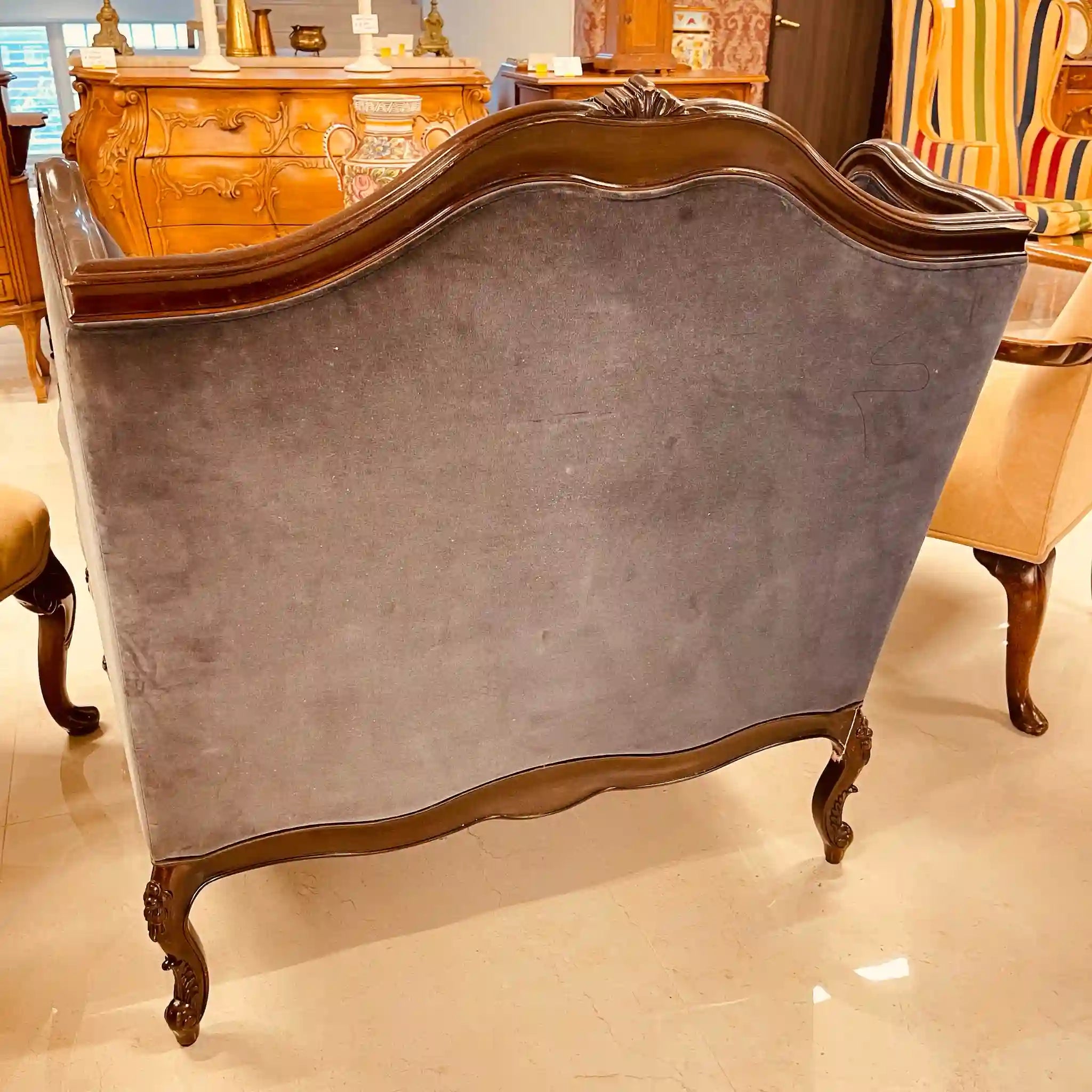 Antique Wing Sofa, 1-Seater, Decca Mahogany, Directly Imported from the UK