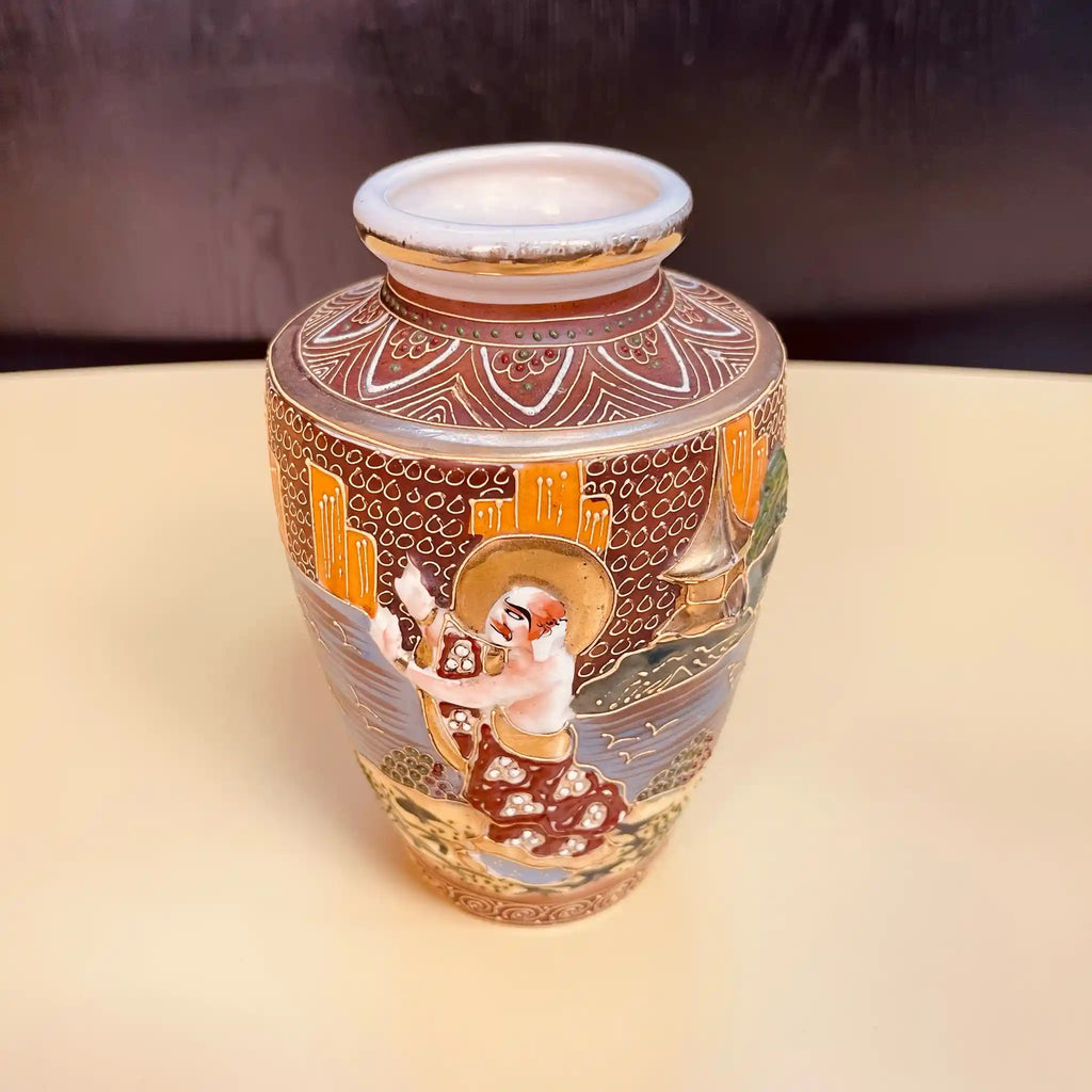 花瓶 / 薩摩焼 / 日本 / イギリス直輸入,金襴手絵付け,MADE IN JAPAN
