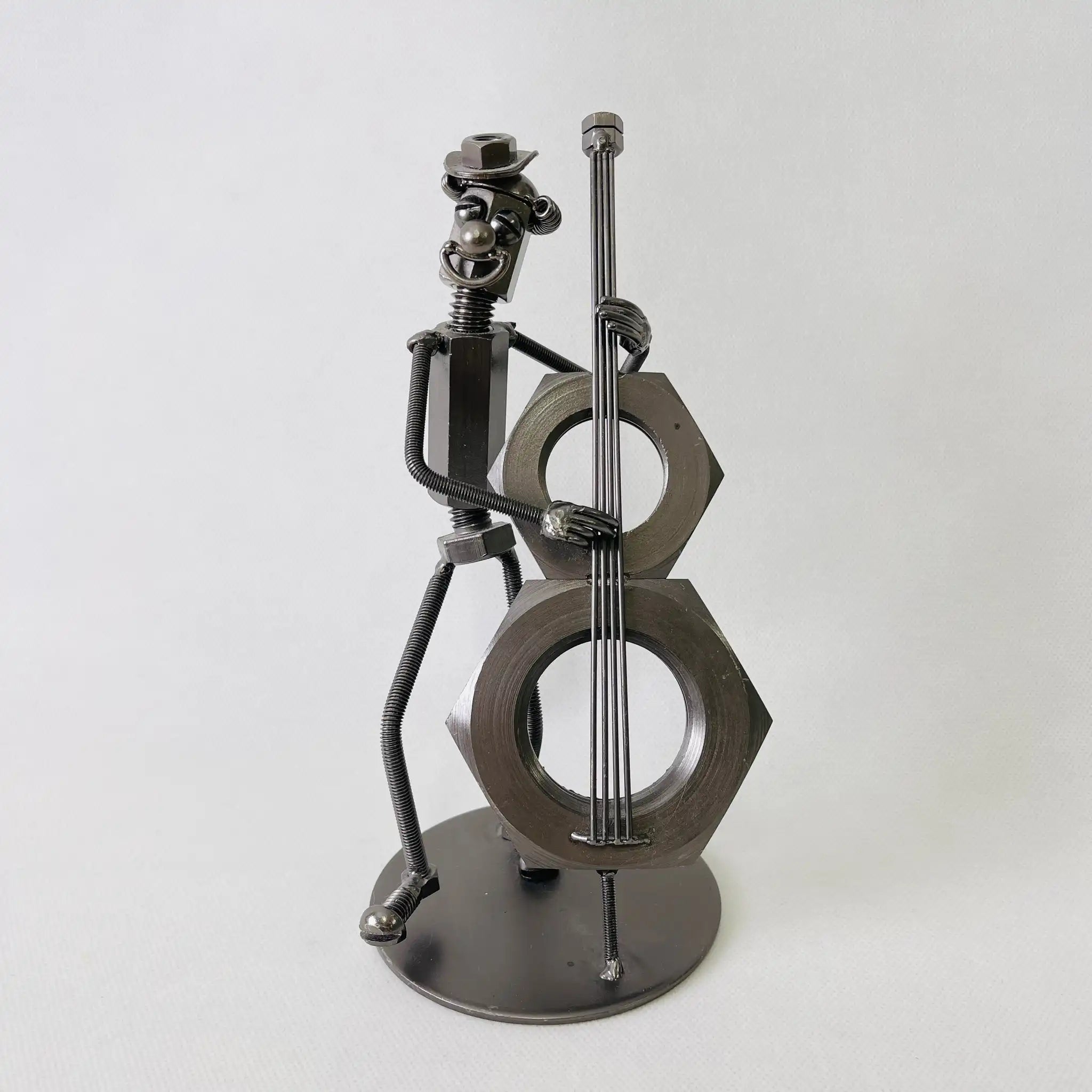 【リユース】 金属オブジェ ウッドベース奏者 / Art&Craftよしのや / BONA / クラフト工芸